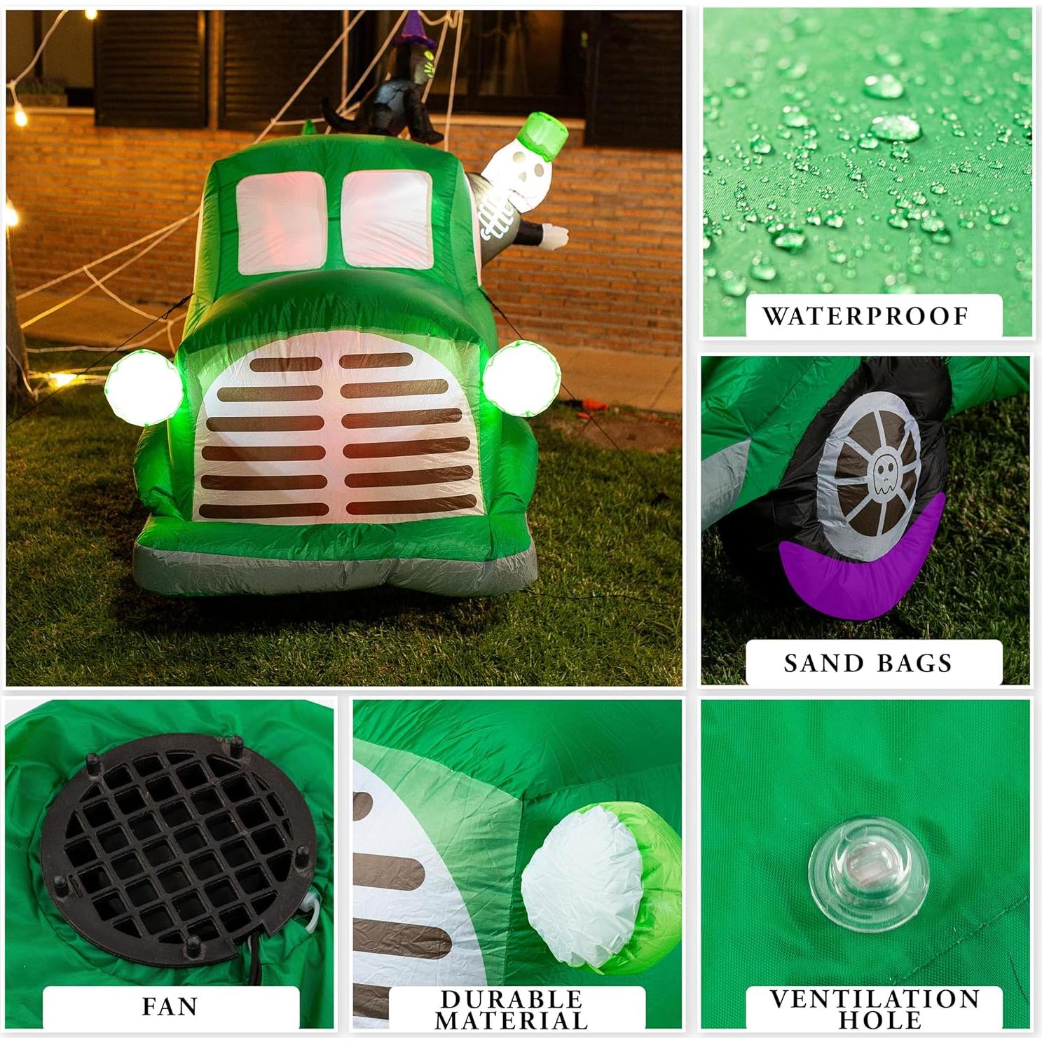 Decoración Inflable de Coche Fantasma Halloween ZONETECH 2.3M