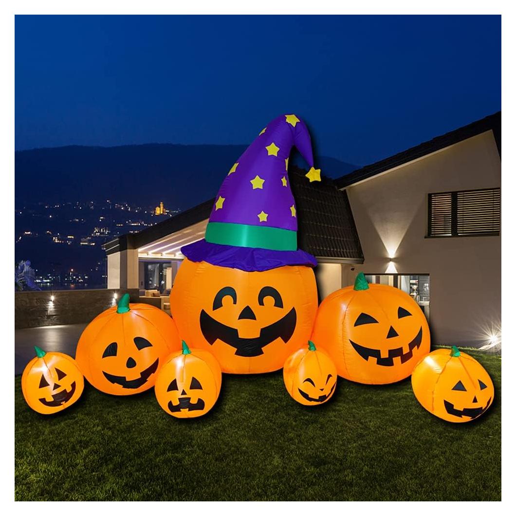 Decoración Inflable Halloween Poptrend 2.5m 7 Calabazas LED