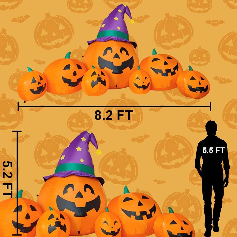 Decoración Inflable Halloween Poptrend 2.5m 7 Calabazas LED