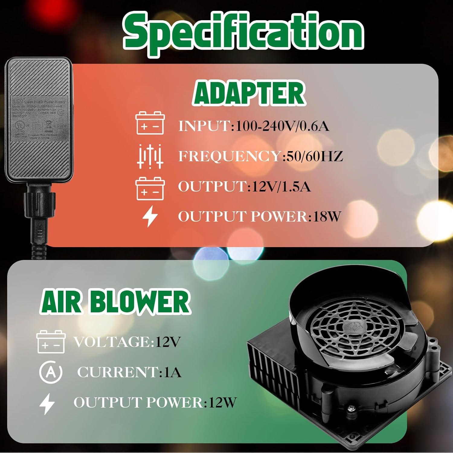 Juego de Ventiladores Inflables Wettal 12V 1.2A con Luces LED