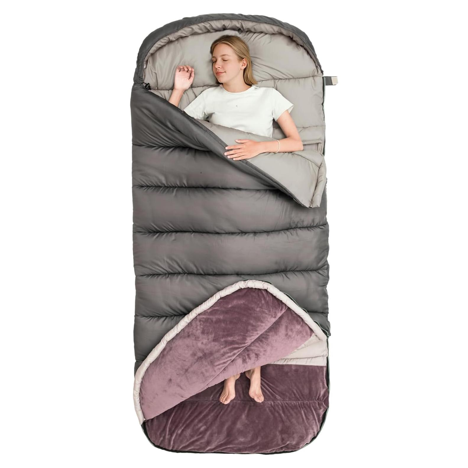 Saco de Dormir BISINNA XL 0 Grados para Camping Adultos