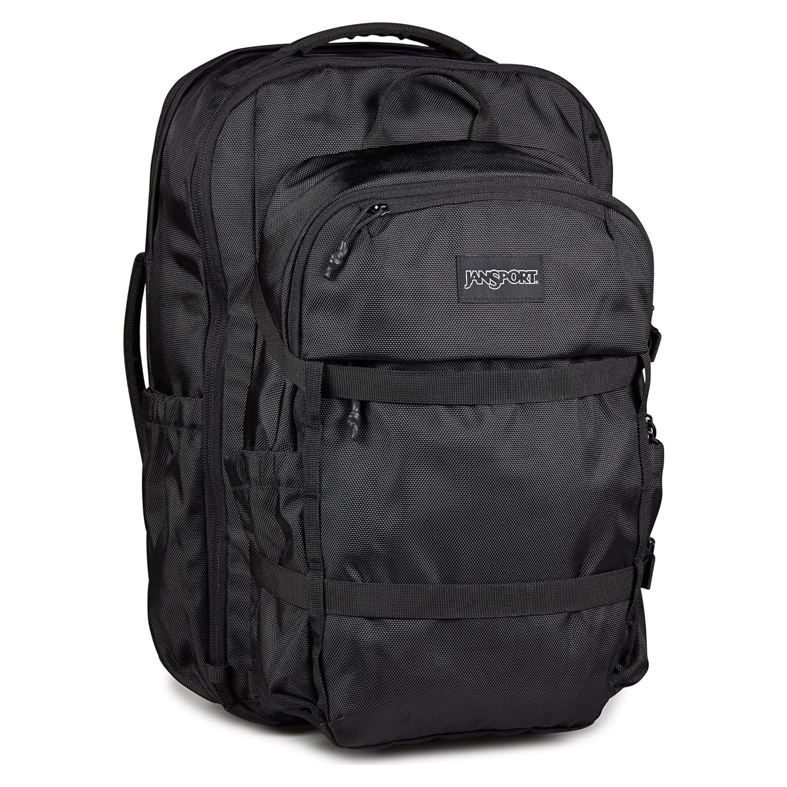 Mochila JanSport Venture Negra - Gran Compartimento y 4 Bolsillos