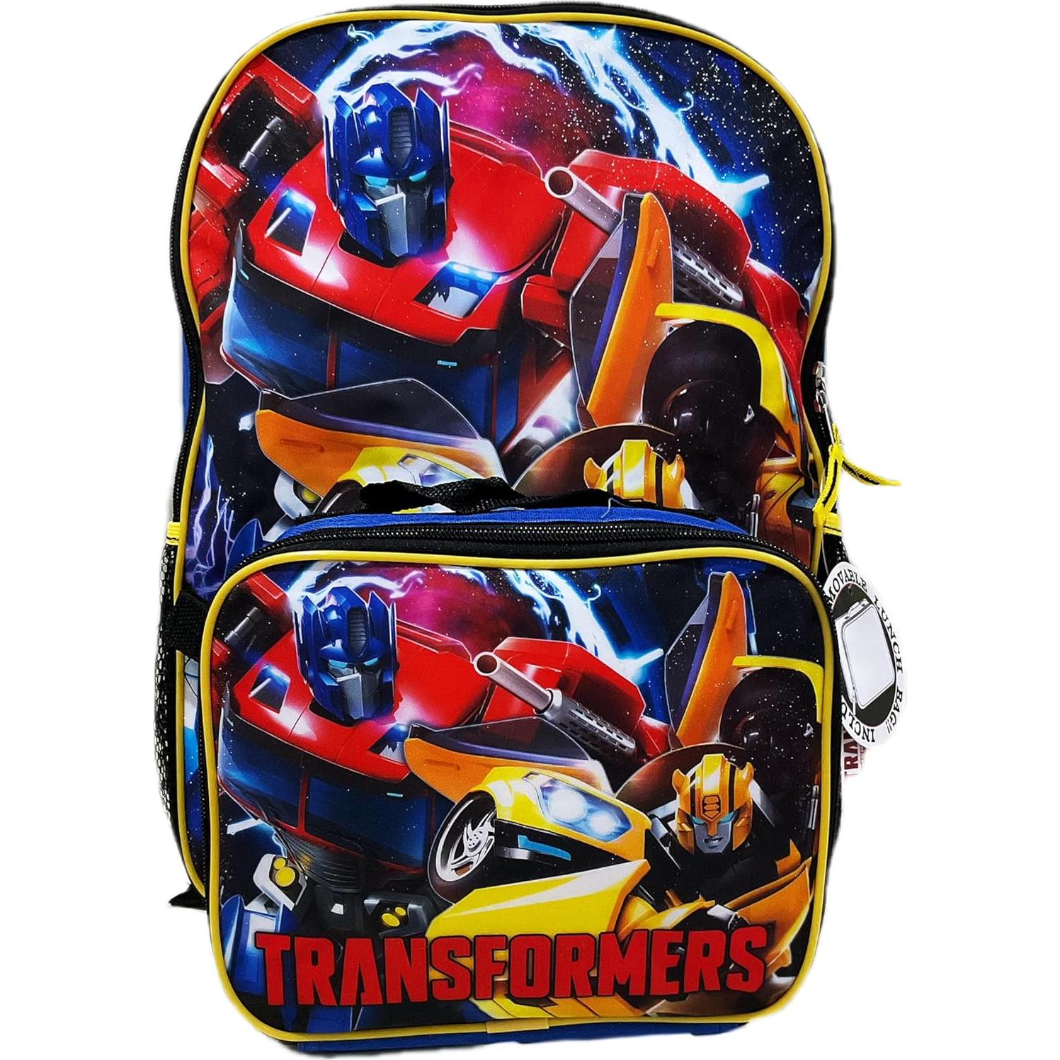 Mochila 16" Bumblebee y Optimus Prime + Caja Almuerzo