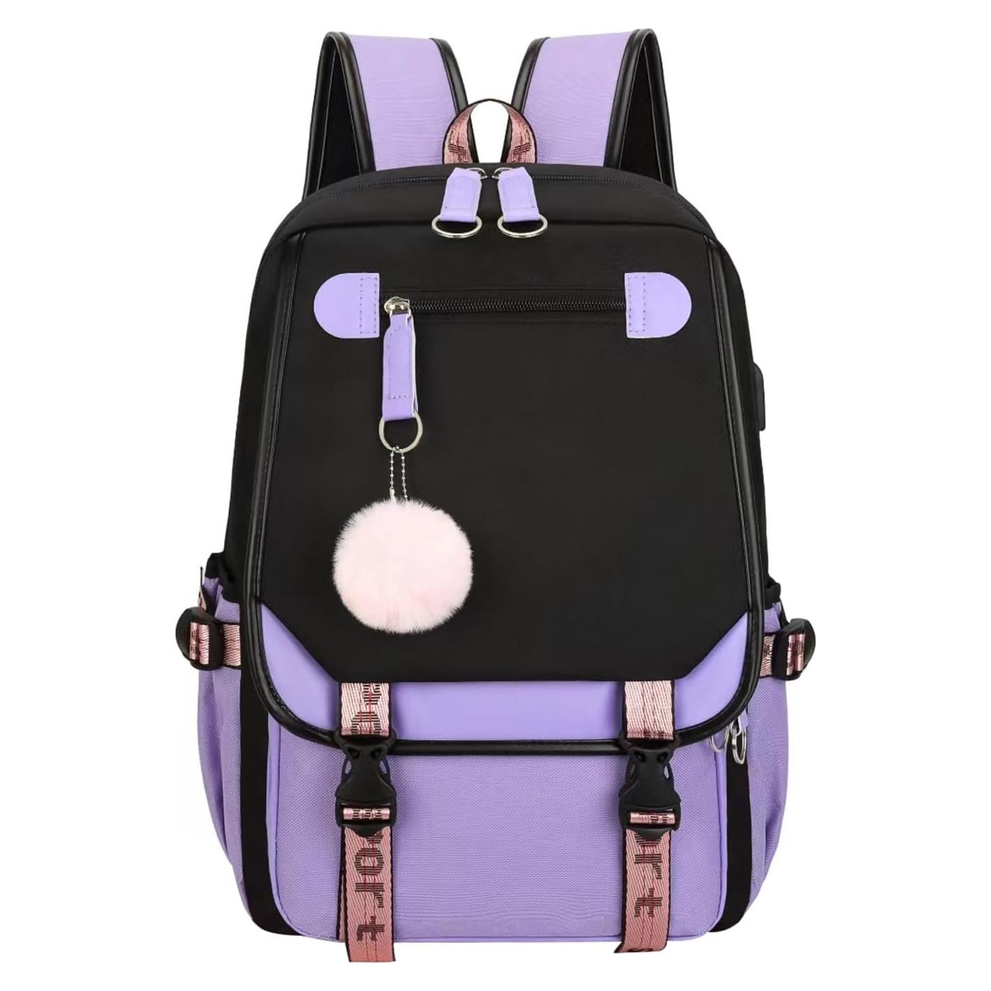 Mochila Escolar para Niñas JiaYou 21L Púrpura con USB