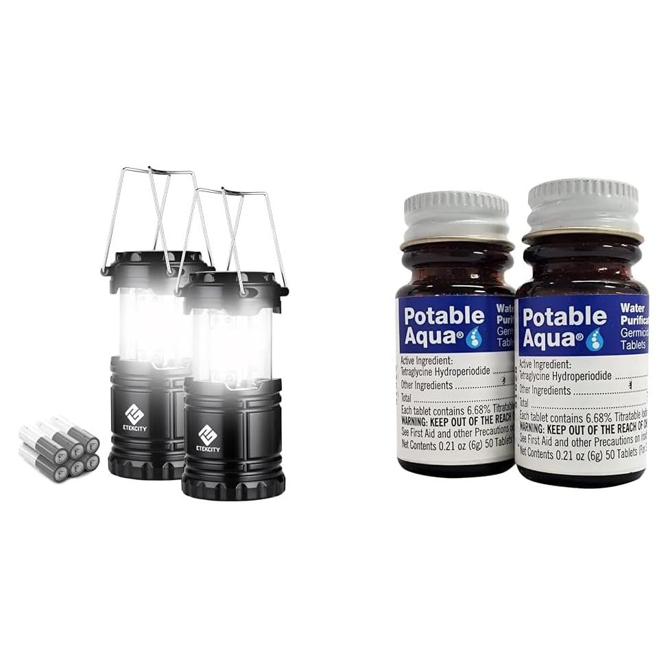 Paquete 2 Linternas LED Etekcity + 100 Tabletas Purificación Agua