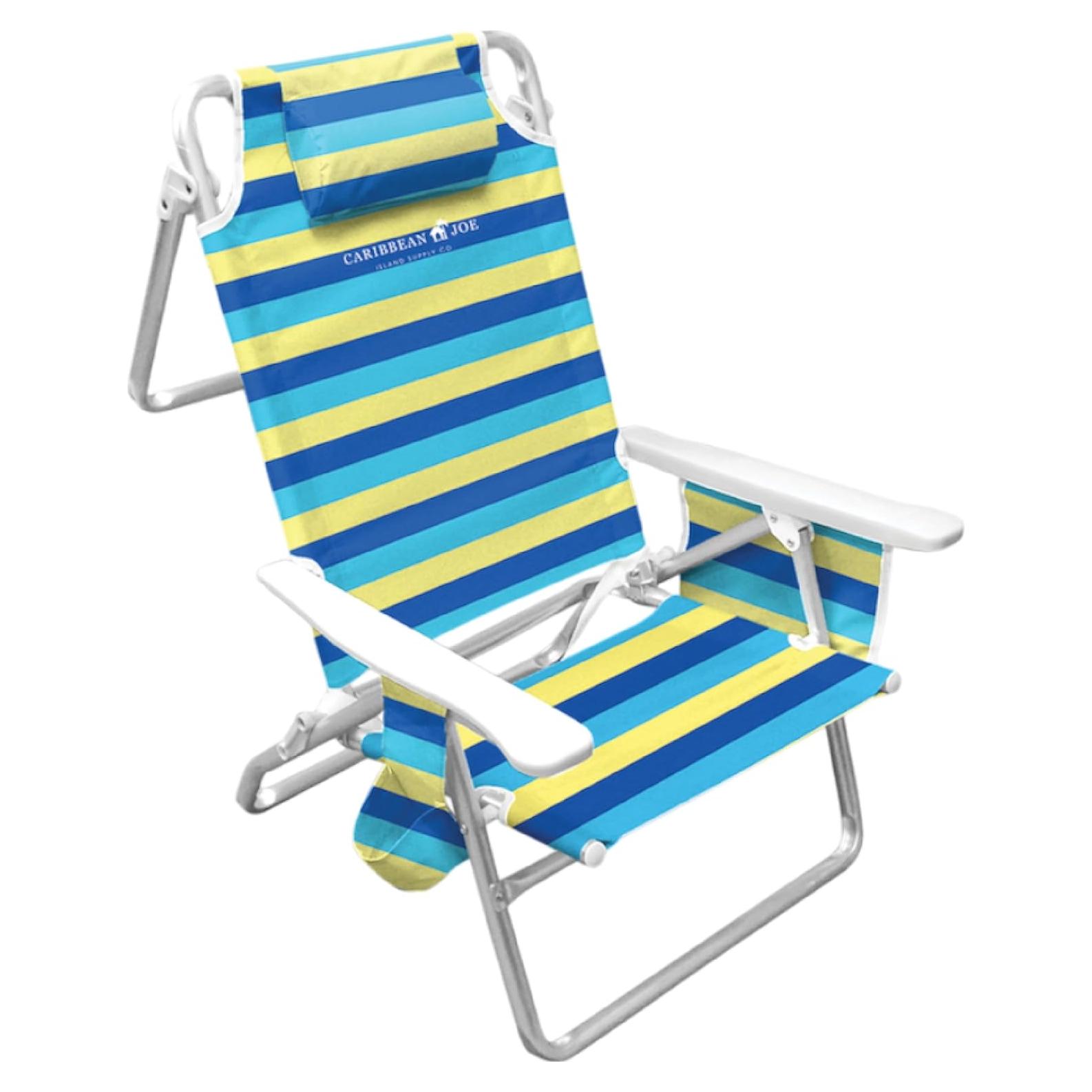 Silla de Playa Plegable Caribbean Joe 5 Posiciones Rayas Bold