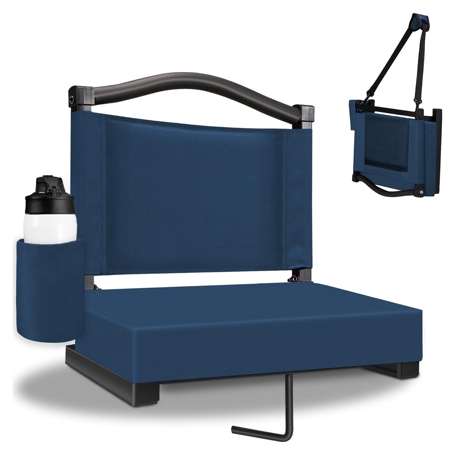 Asiento de Grada Plegable Fragess Azul Marino con Respaldo
