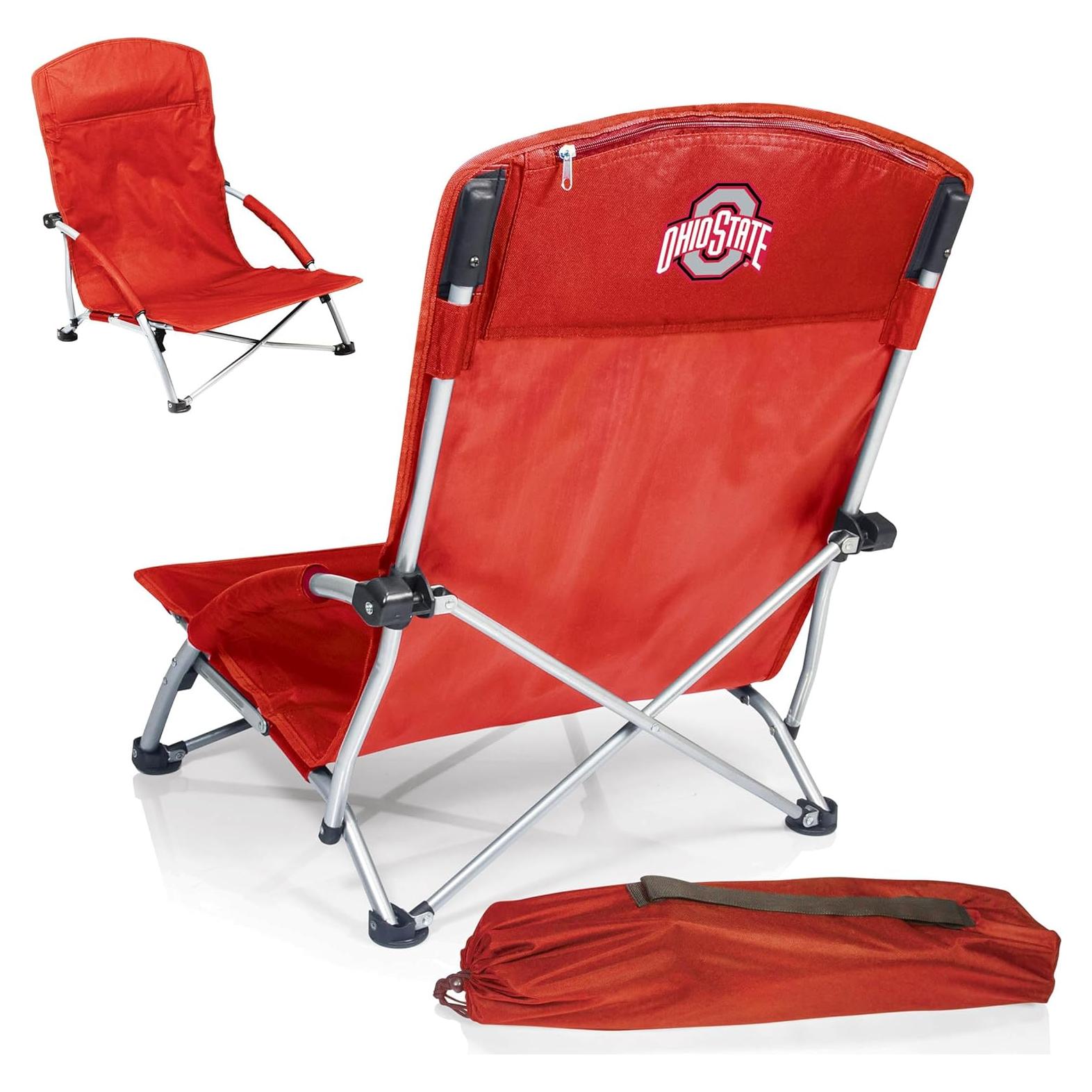 Silla de Playa Plegable Tranquilidad NCAA Picnic Time Roja