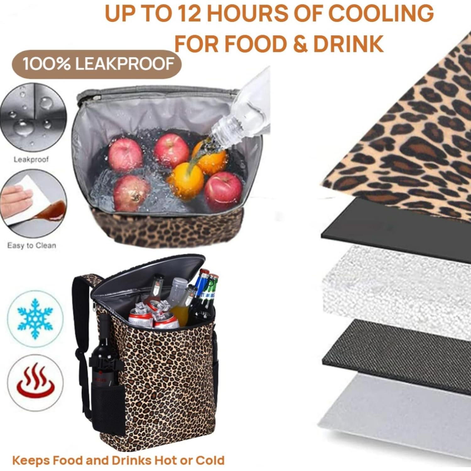 Mochila Cooler Aislada XINFULLWOL 21L Impermeable Leopardo