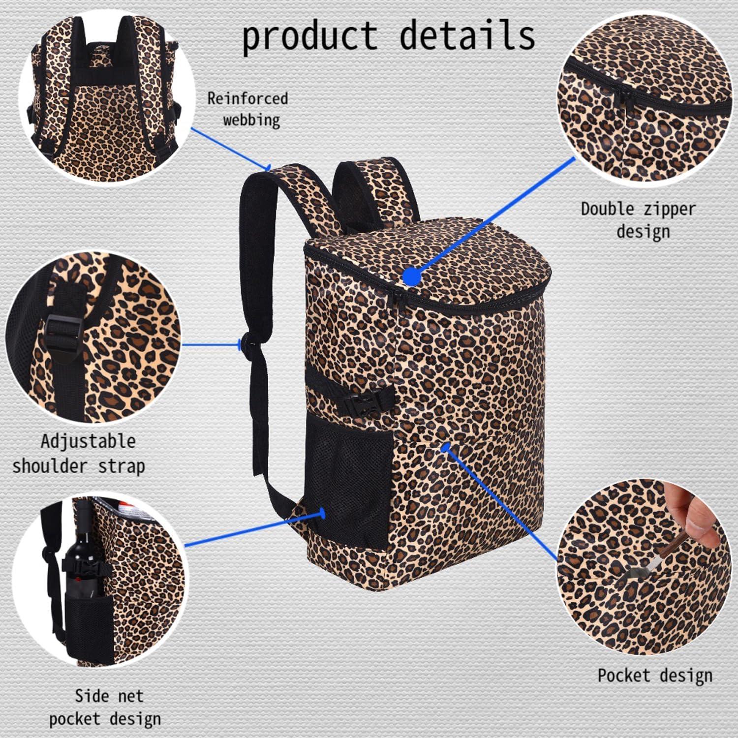 Mochila Cooler Aislada XINFULLWOL 21L Impermeable Leopardo