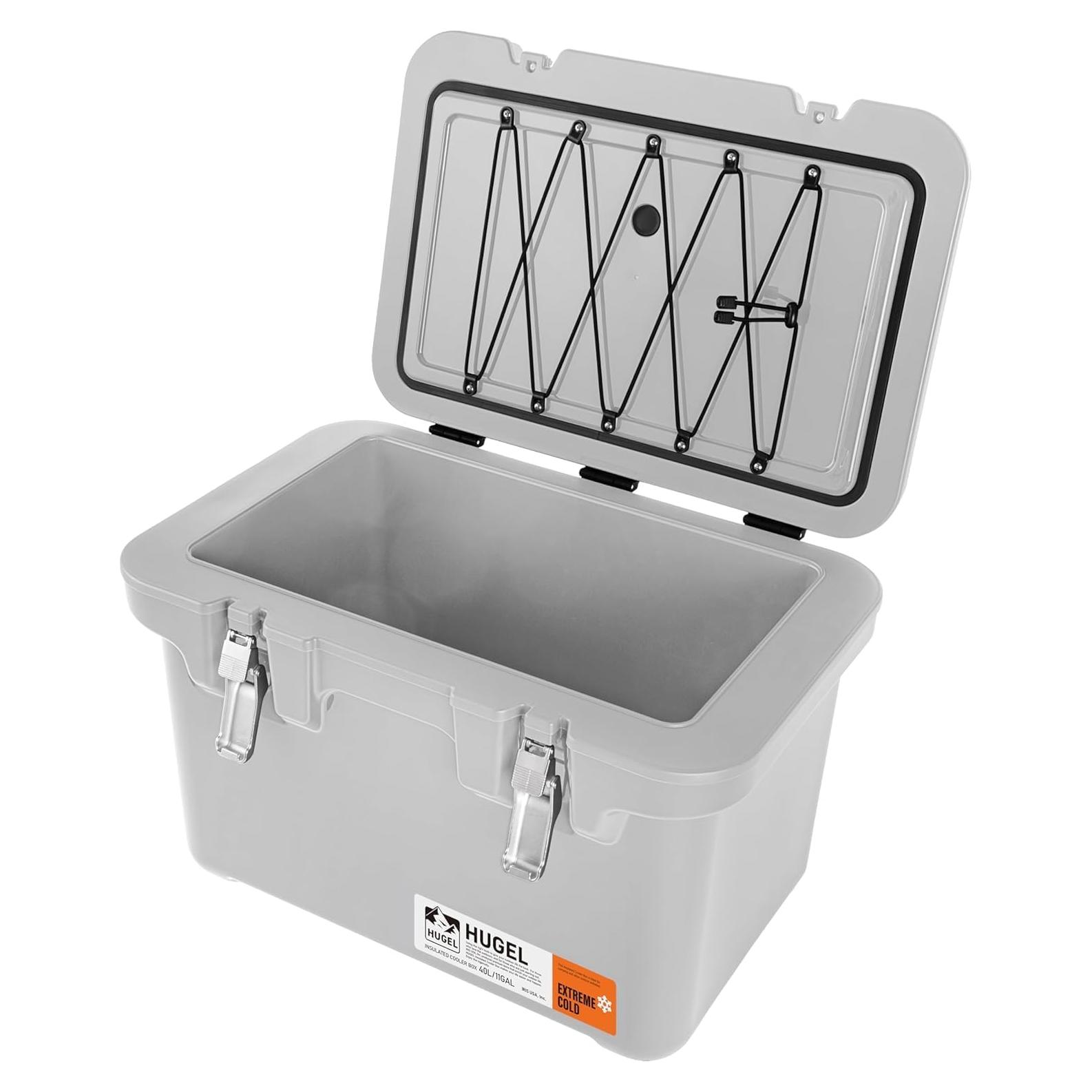 Cooler Duro IRIS USA 44 Qt Aislado Gris Claro con Correa Bungee