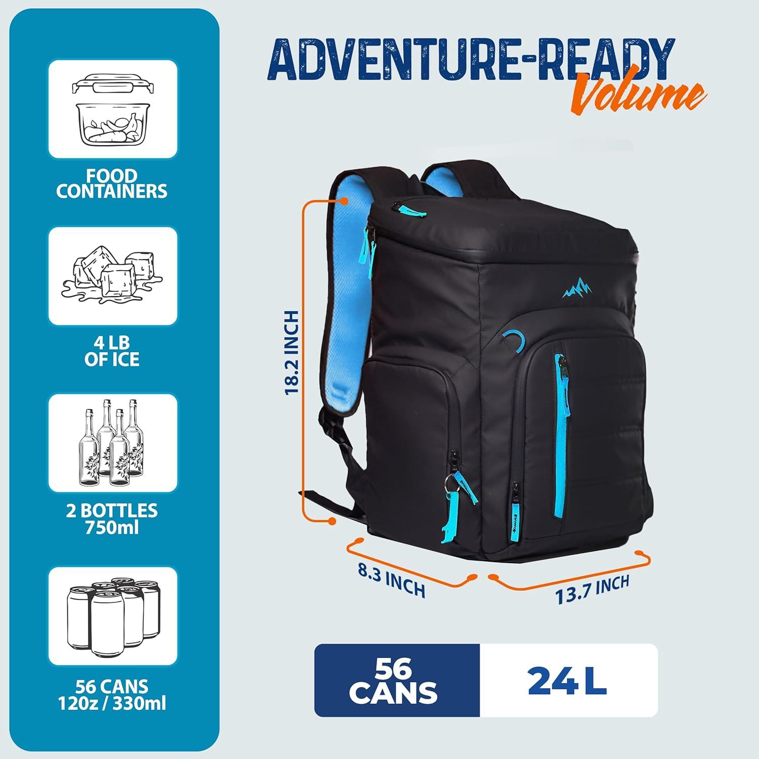 Mochila Cooler Aislada Chillrover 27L Azul - 44 Latas