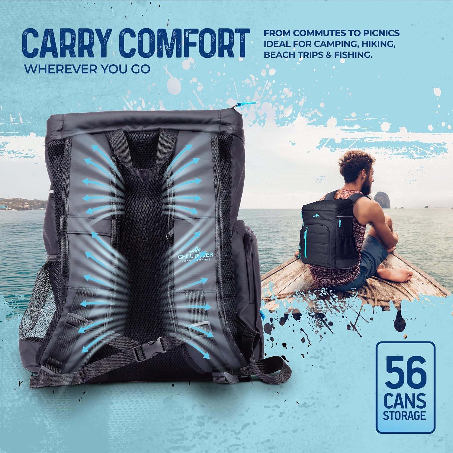 Mochila Cooler Aislada Chillrover 27L Azul - 44 Latas