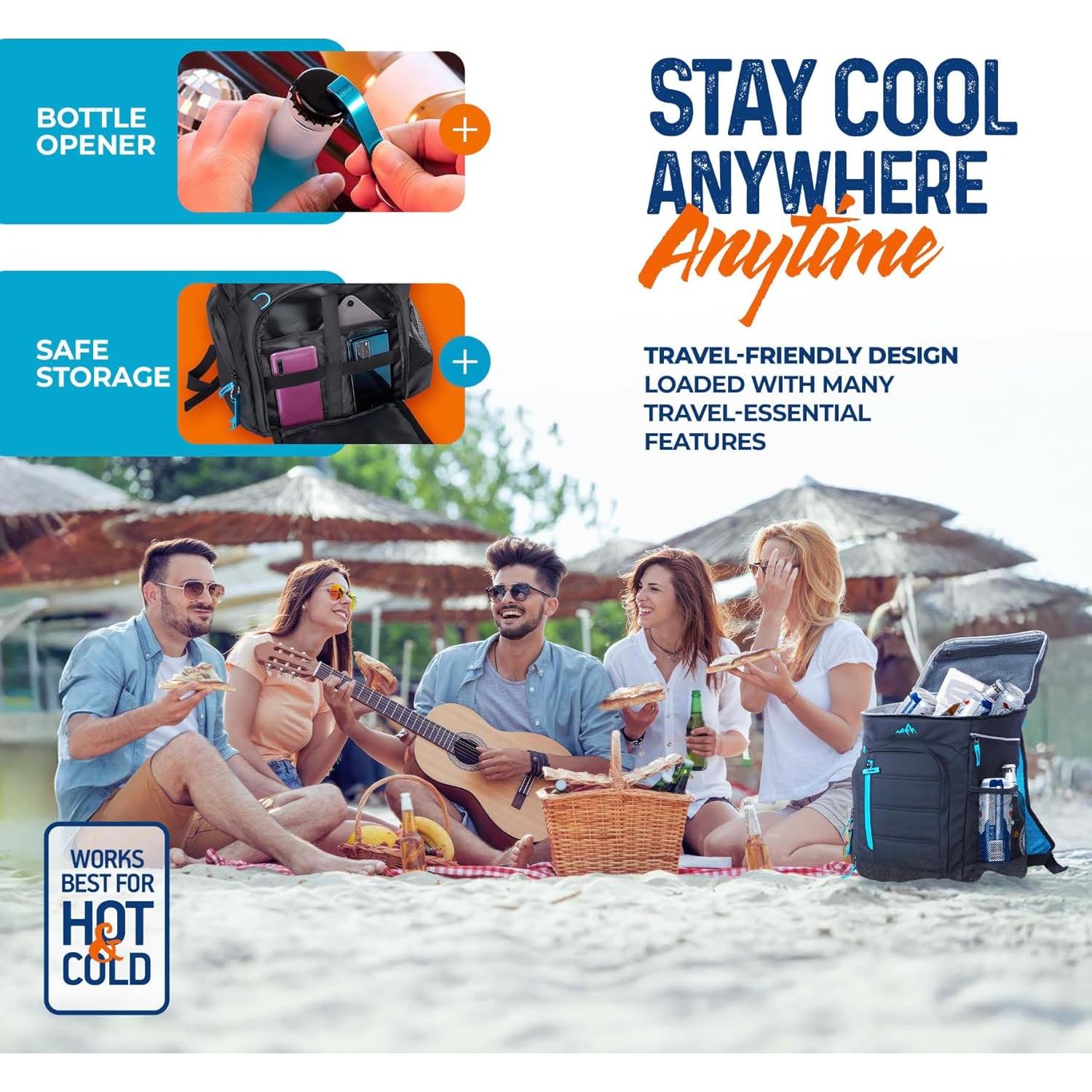 Mochila Cooler Aislada Chillrover 27L Azul - 44 Latas