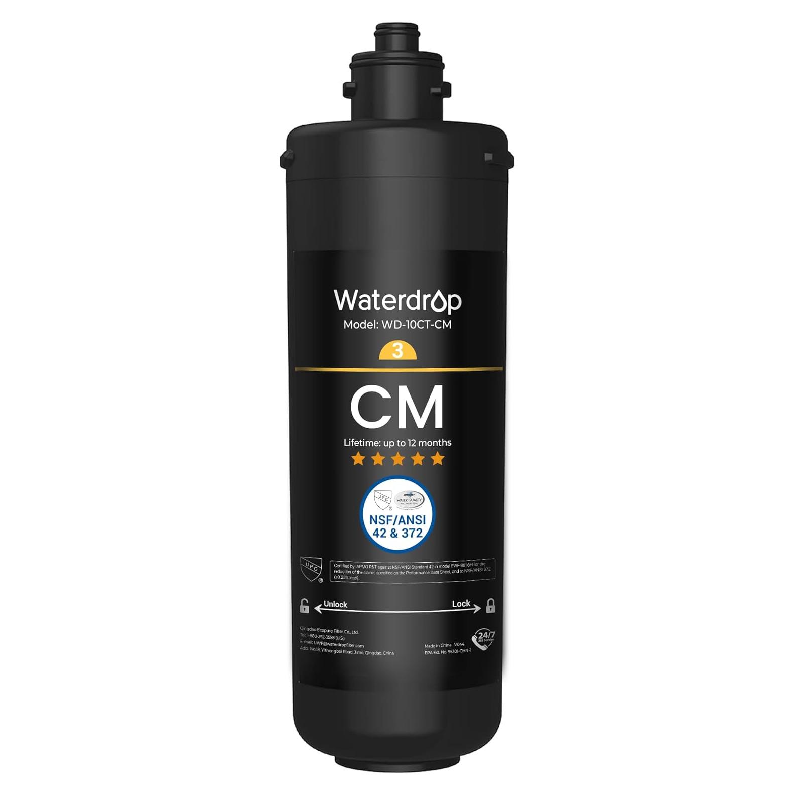 Filtro de Agua Bajo Fregadero Waterdrop WD-10CM, Reemplazo 12 Meses