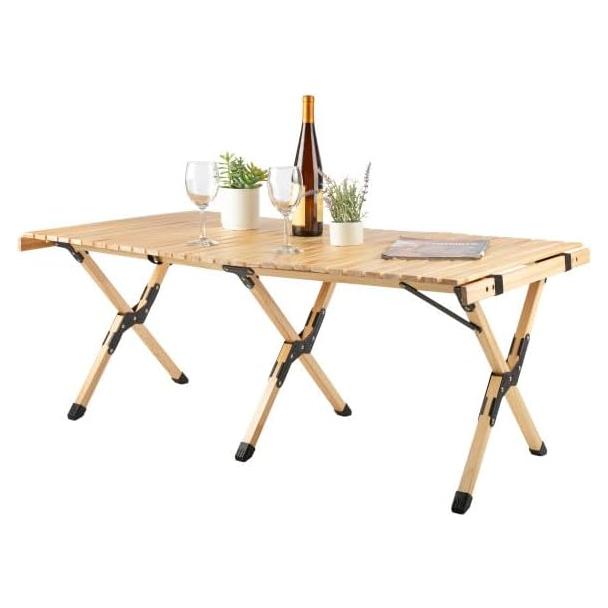 Mesa de Camping Plegable Wakeman 1.2m Madera Natural Portátil