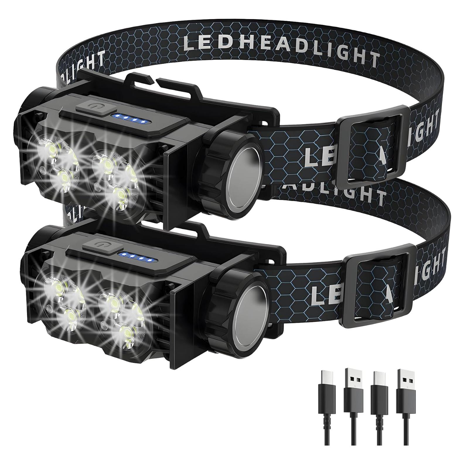 Linterna Frontal LED Recargable LEZE 6 Núcleos 120° Ajustable
