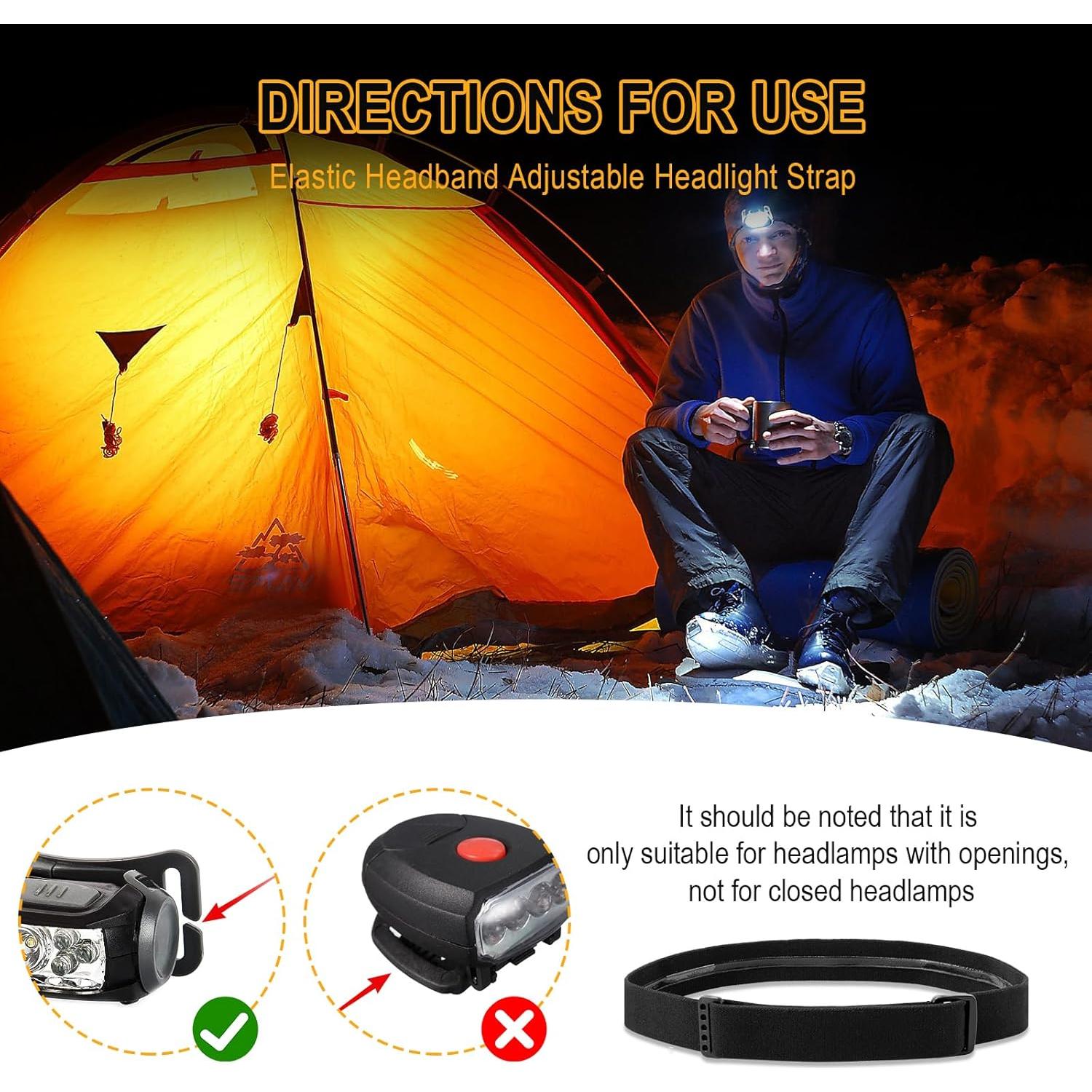 Paquete de 4 Correas de Reemplazo para Linterna Frontal Dairrr Fuuu