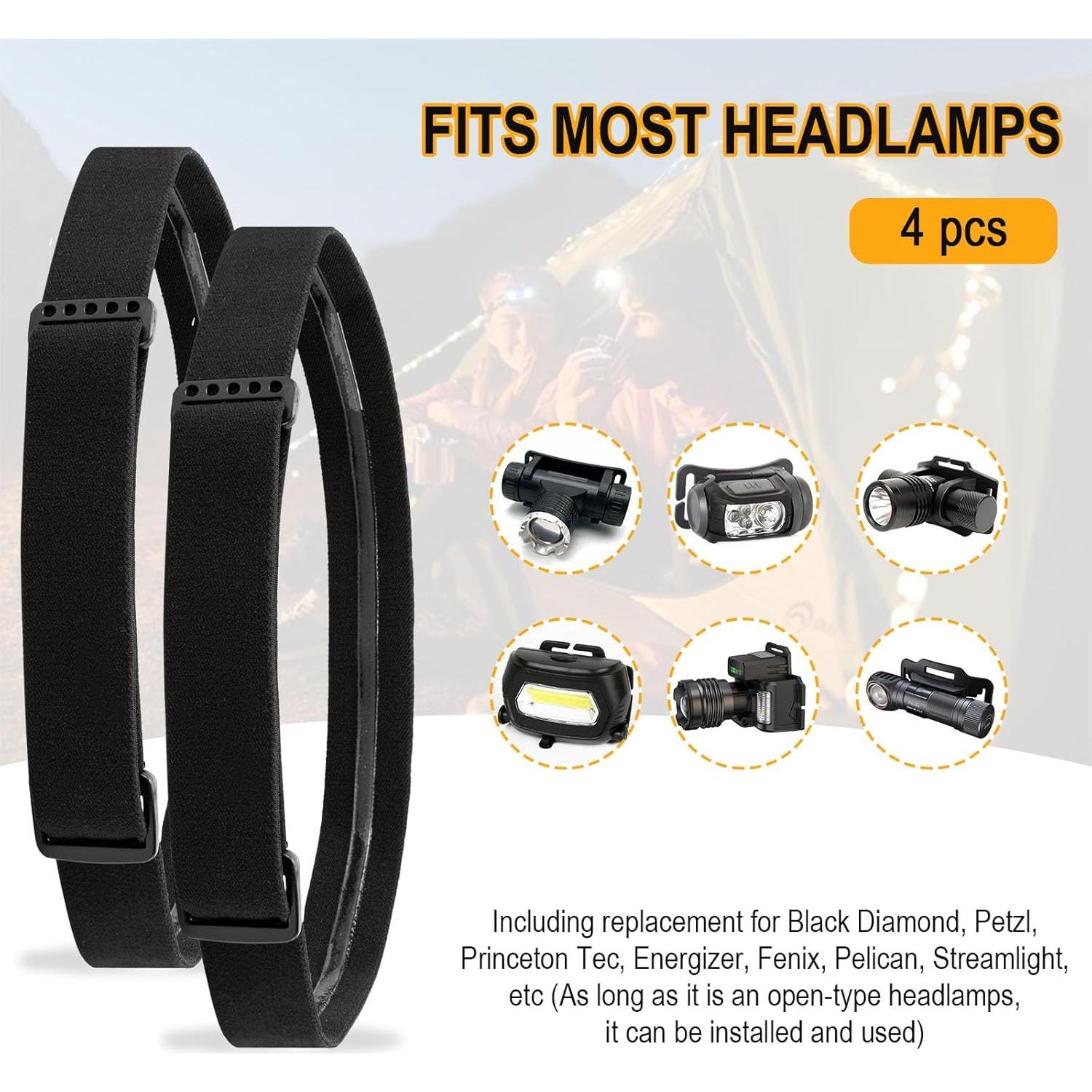 Paquete de 4 Correas de Reemplazo para Linterna Frontal Dairrr Fuuu