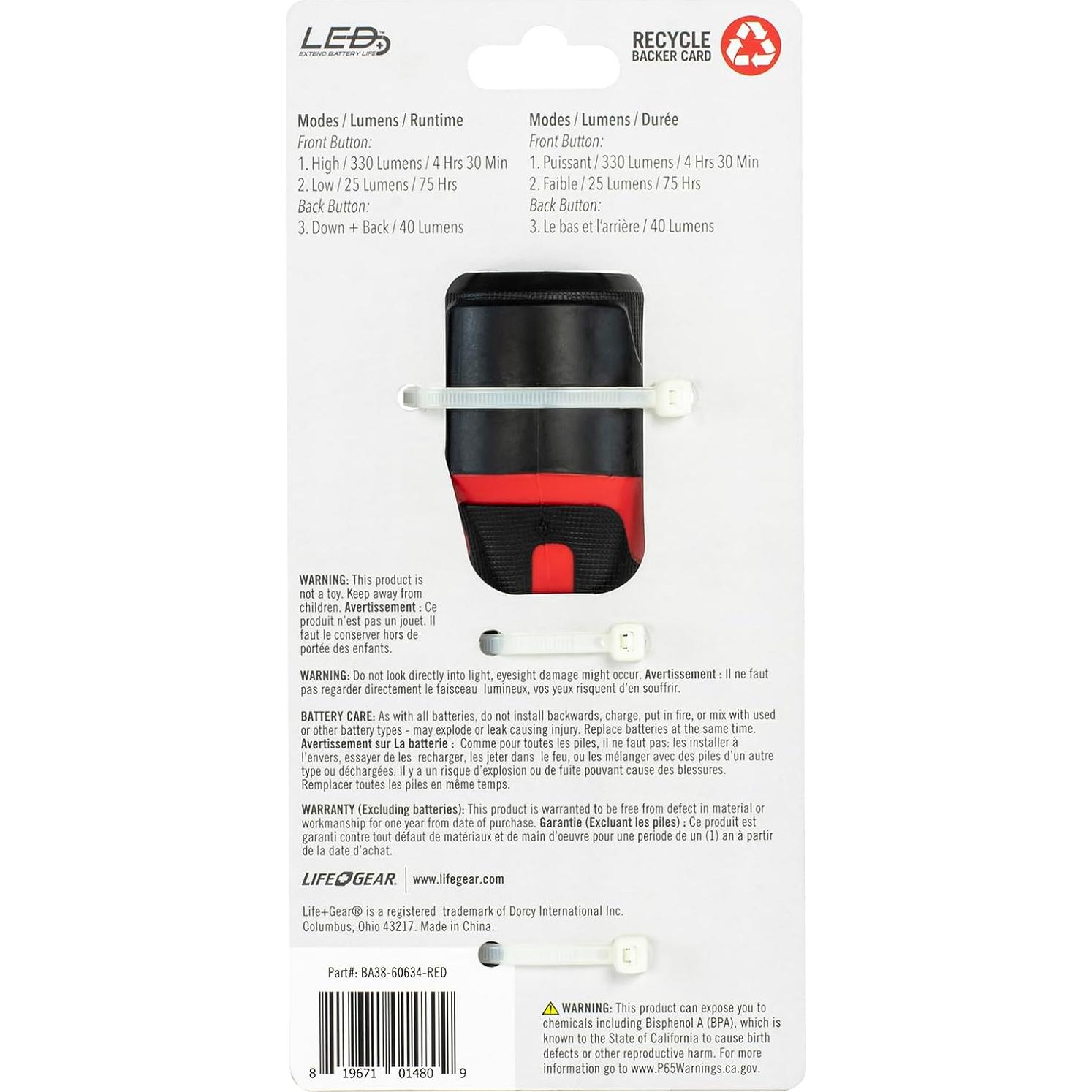 Linterna LED Impermeable Life Gear 330 Lúmenes Táctica