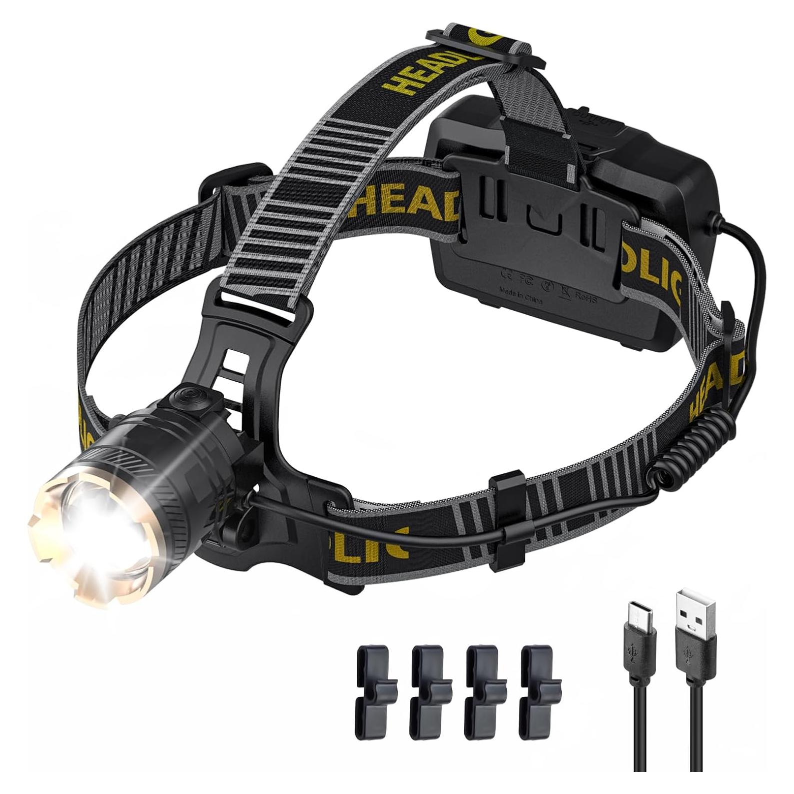 Linterna Frontal Recargable Weejunki 160000 LM IP68 Ajustable