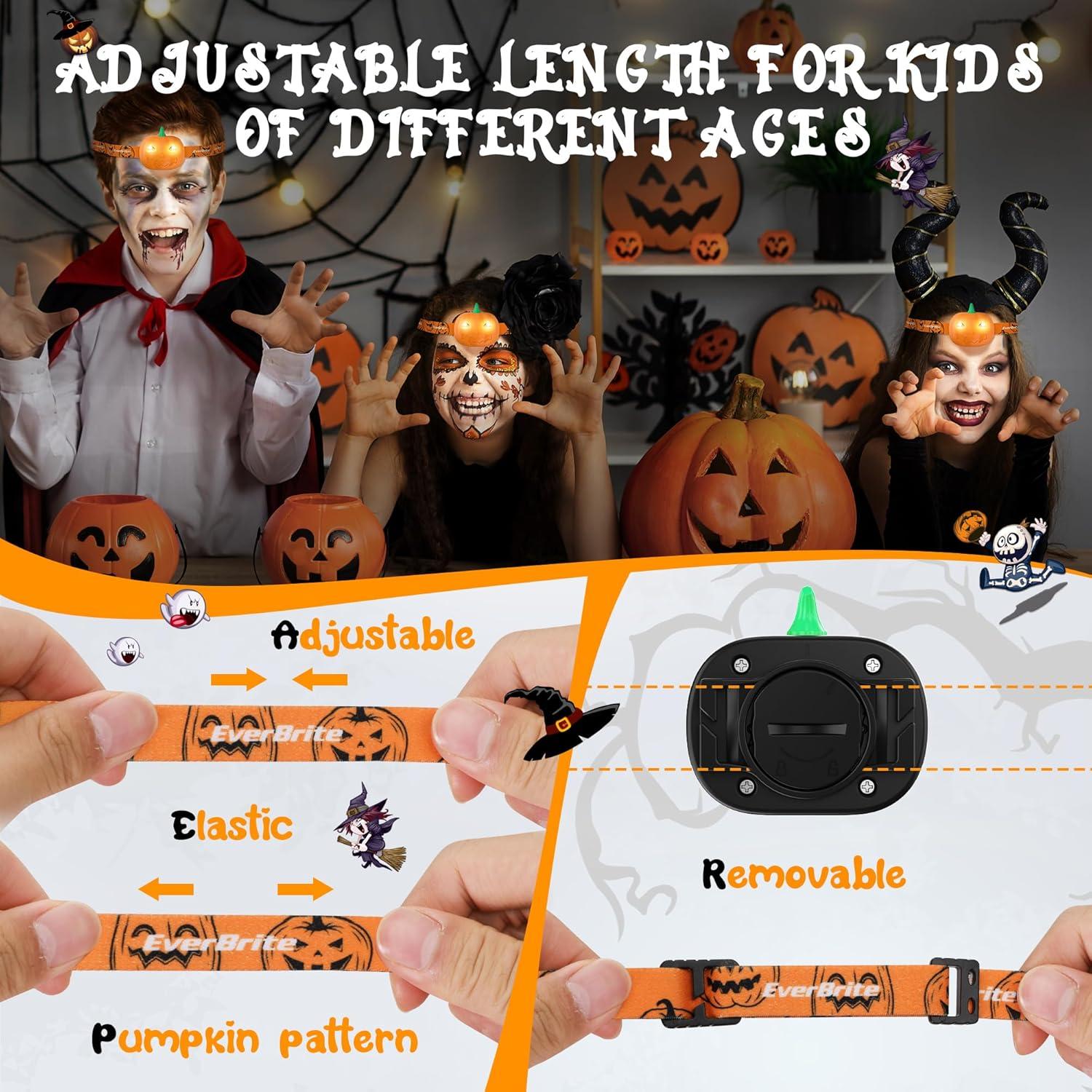 Linterna Frontal LED EverBrite Halloween 5 Piezas Naranja