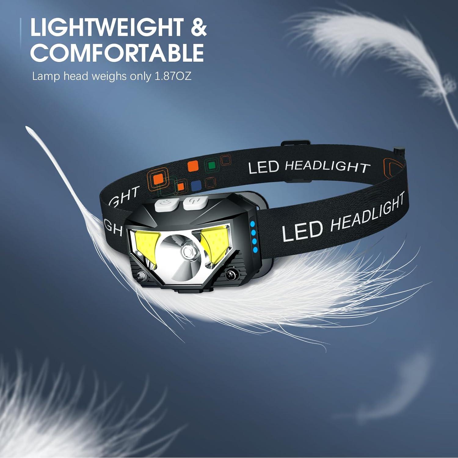 Linterna Frontal LHKNL LED Recargable 8 Modos IPX4 53g