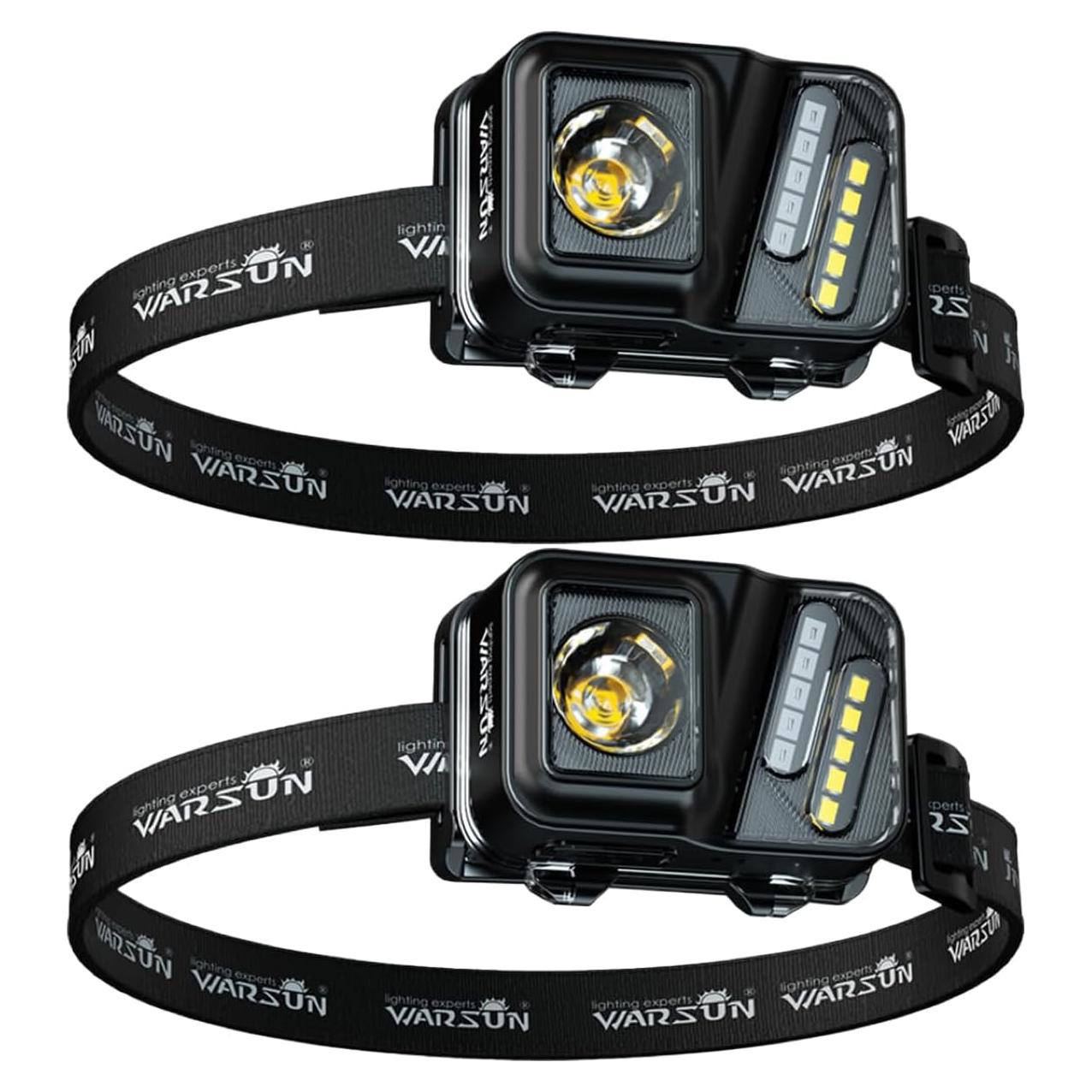 Linterna Frontal Recargable WARSUN 750 Lúmenes 2 Paquetes