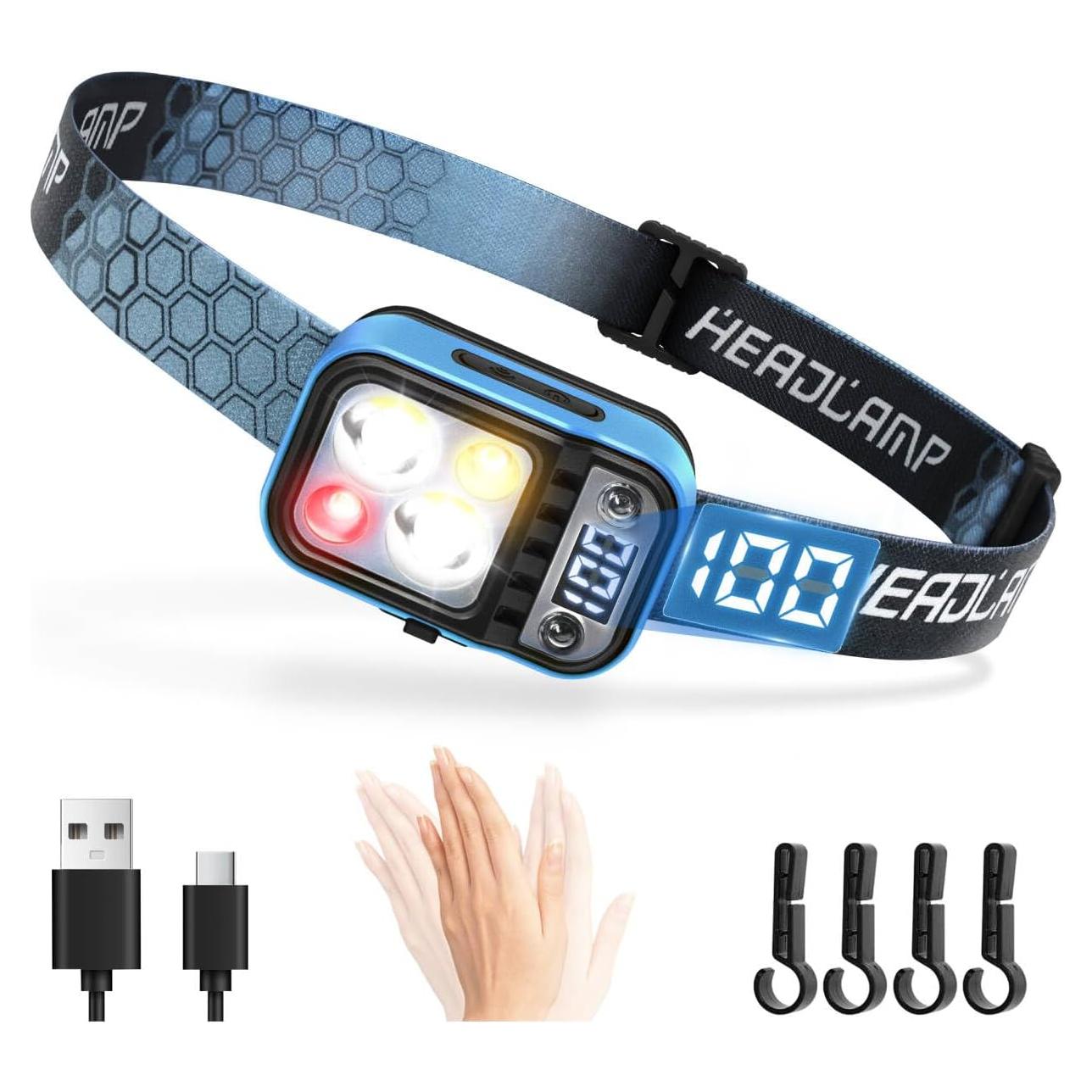 Linterna Frontal LED DARKDAWN Recargable con Sensor de Movimiento