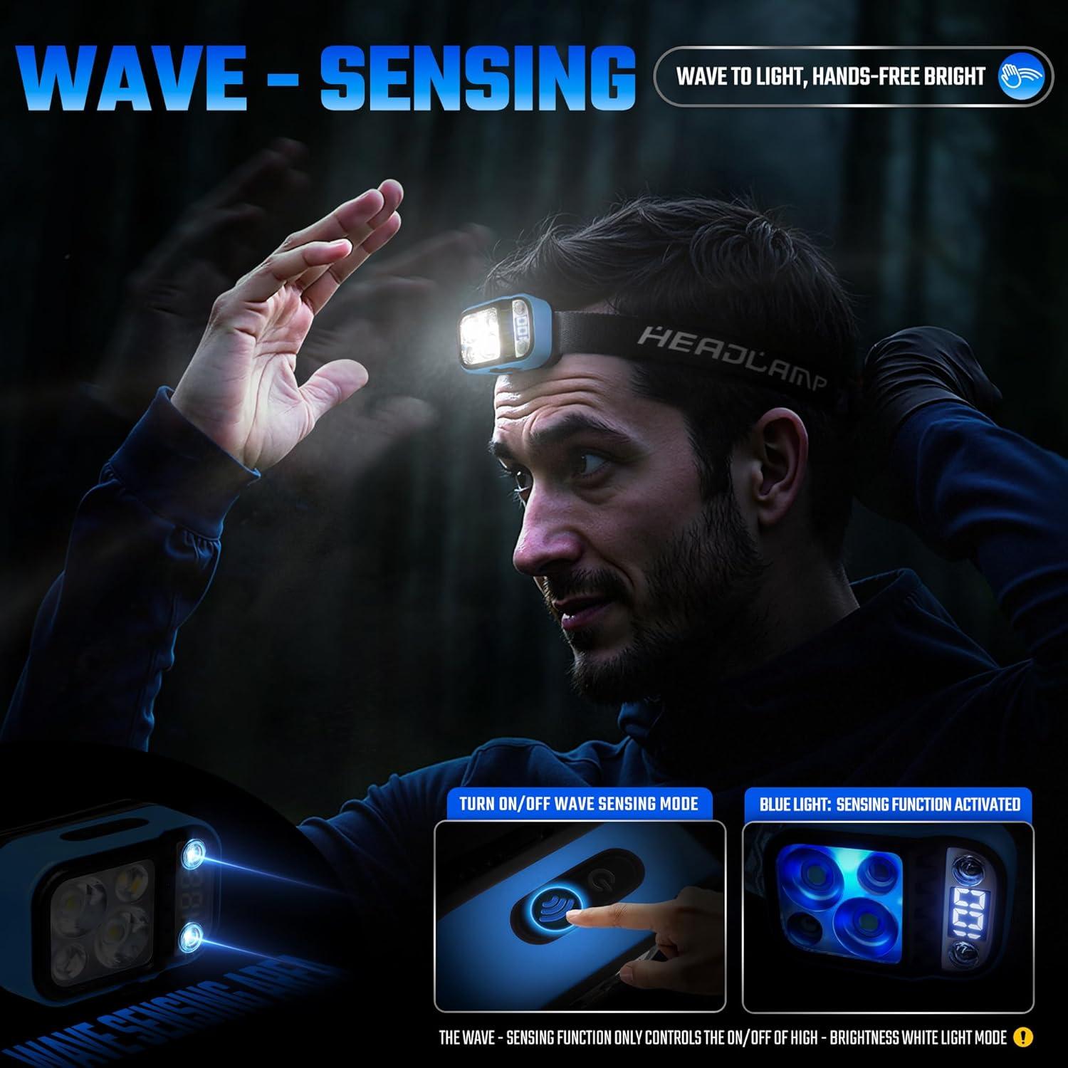 Linterna Frontal LED DARKDAWN Recargable con Sensor de Movimiento