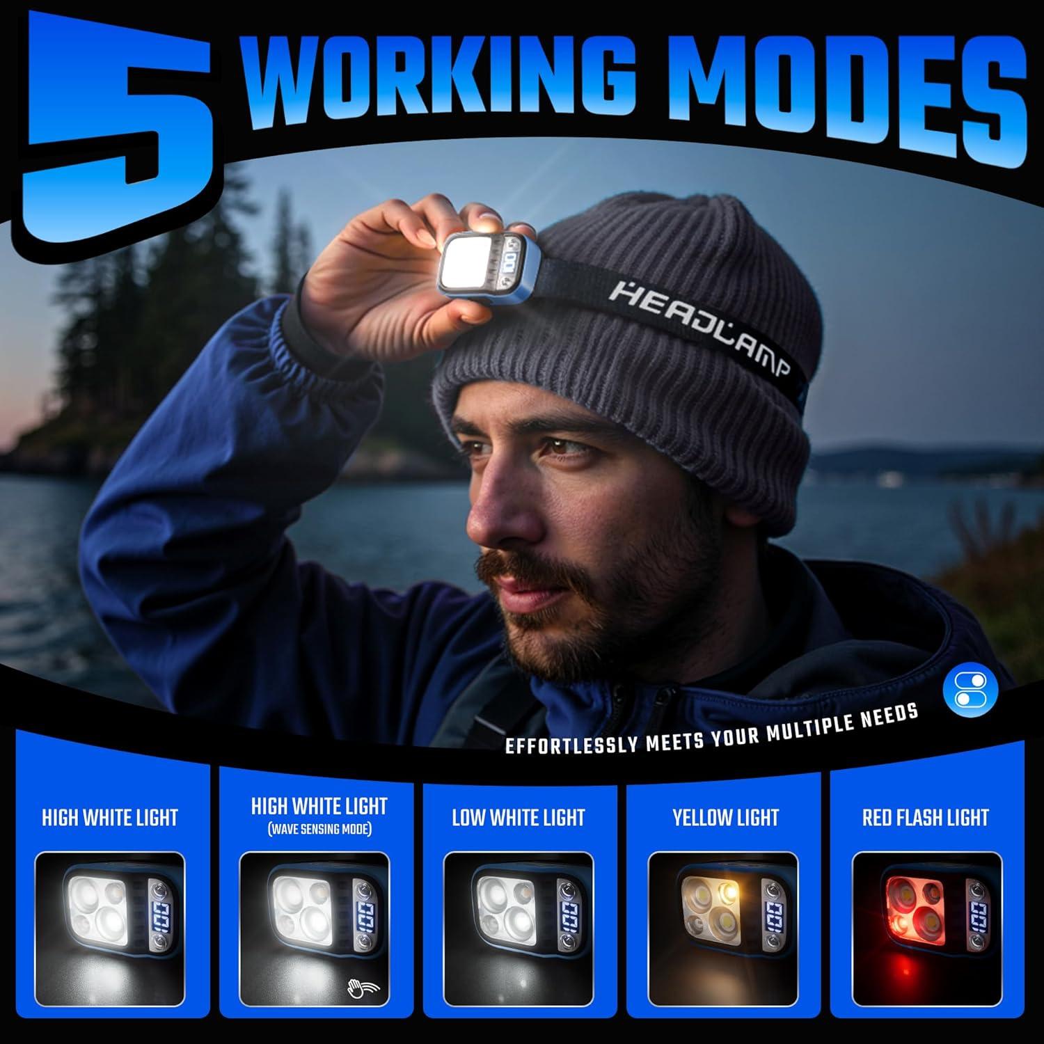 Linterna Frontal LED DARKDAWN Recargable con Sensor de Movimiento