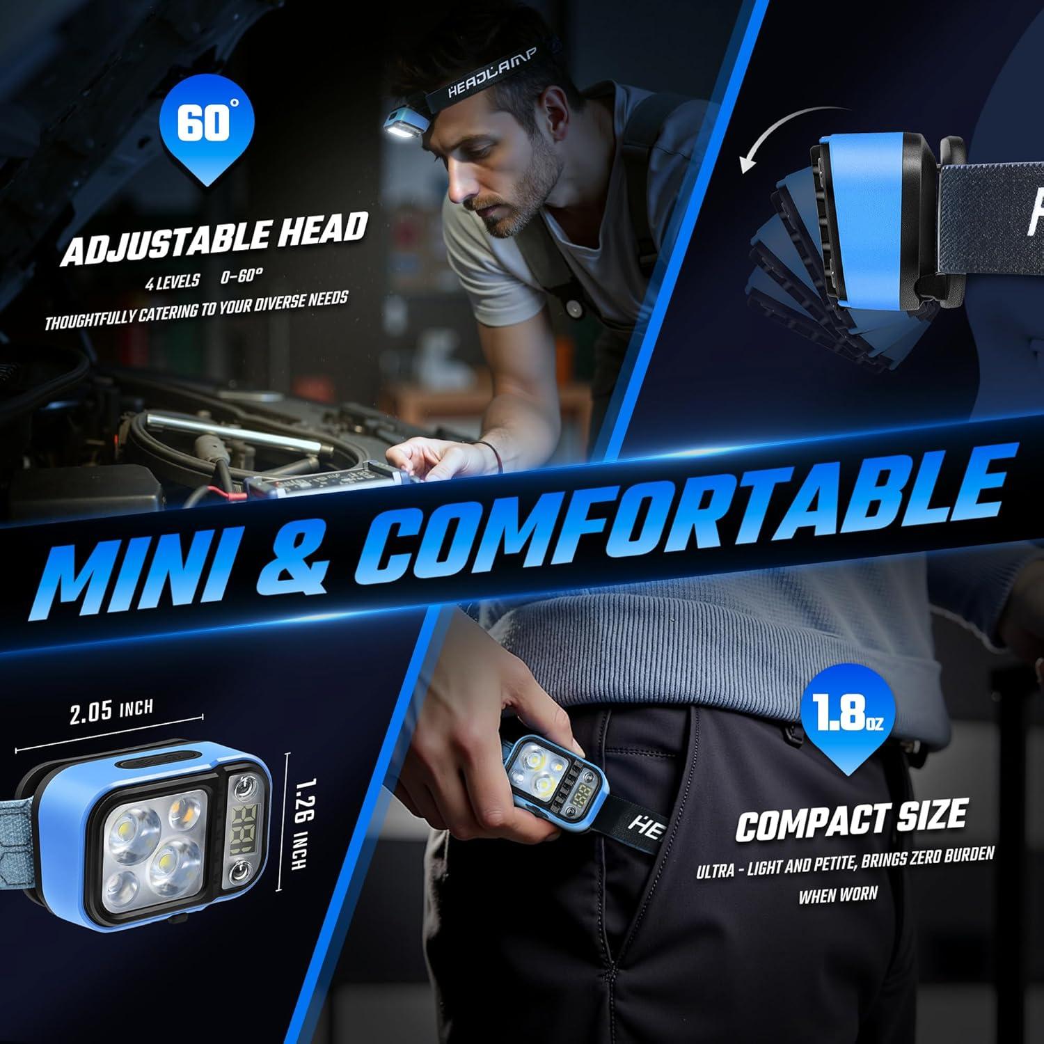 Linterna Frontal LED DARKDAWN Recargable con Sensor de Movimiento