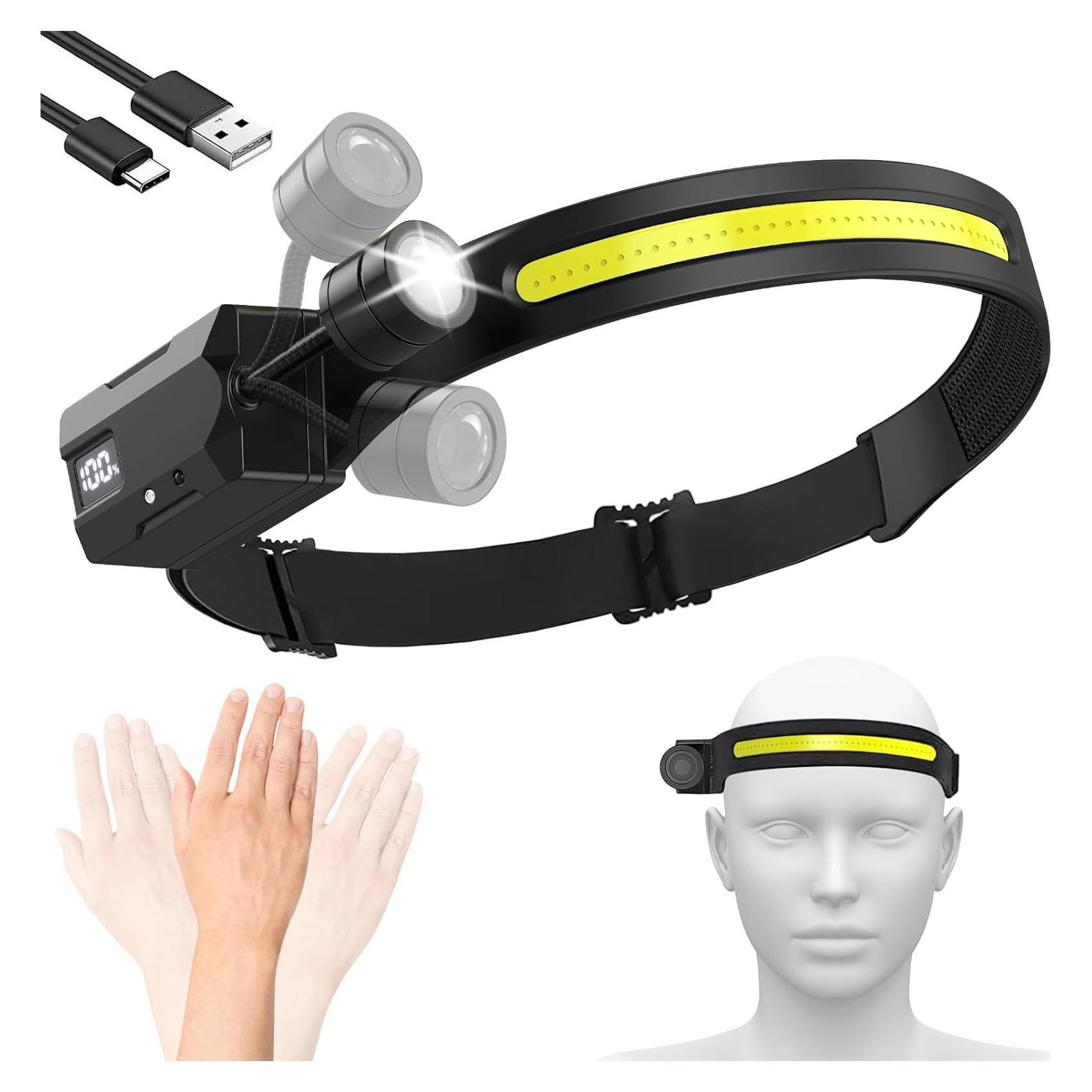 Linterna Frontal LED JINIU RW-901, 230° COB, Recargable