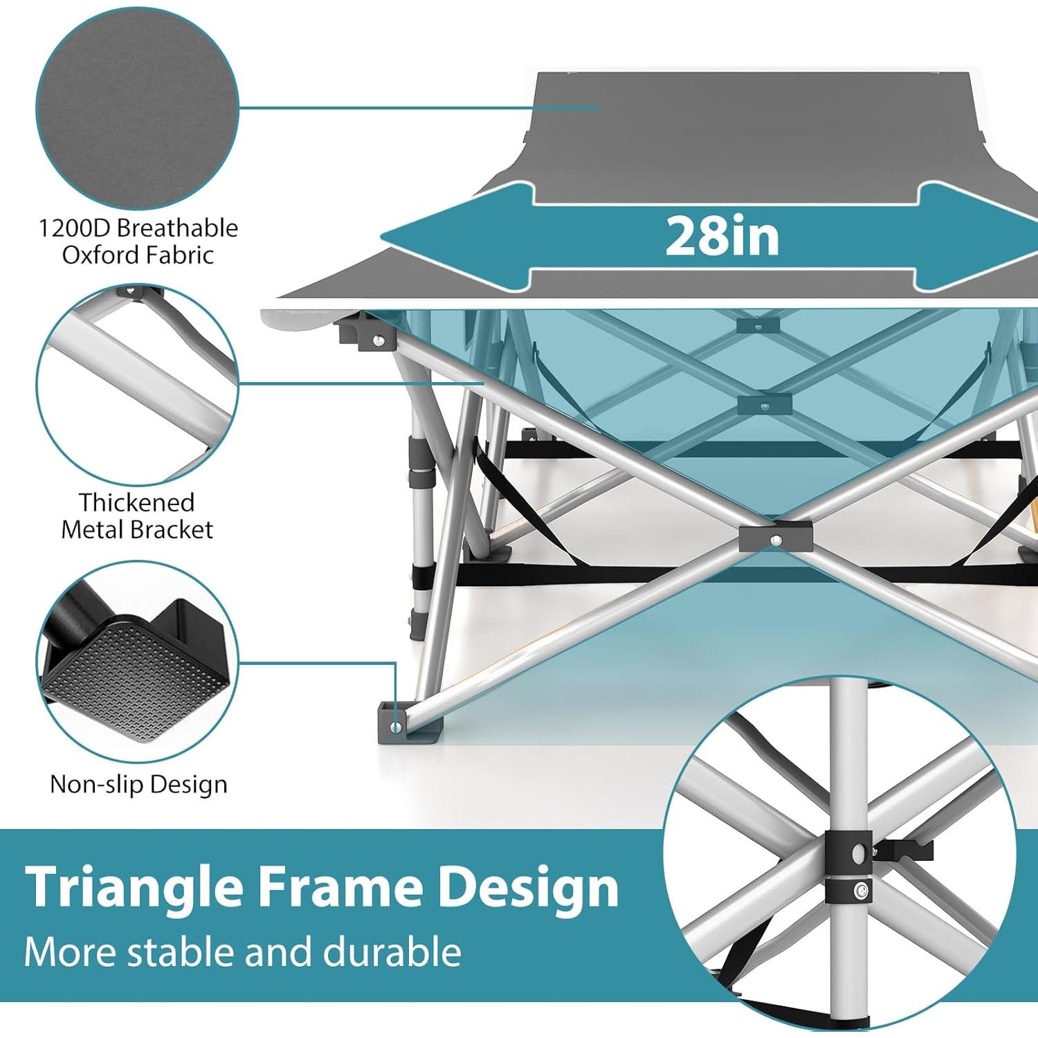 Cama Plegable Camping Fenbeli 2PACK Alta Resistencia 190.5x71.1cm