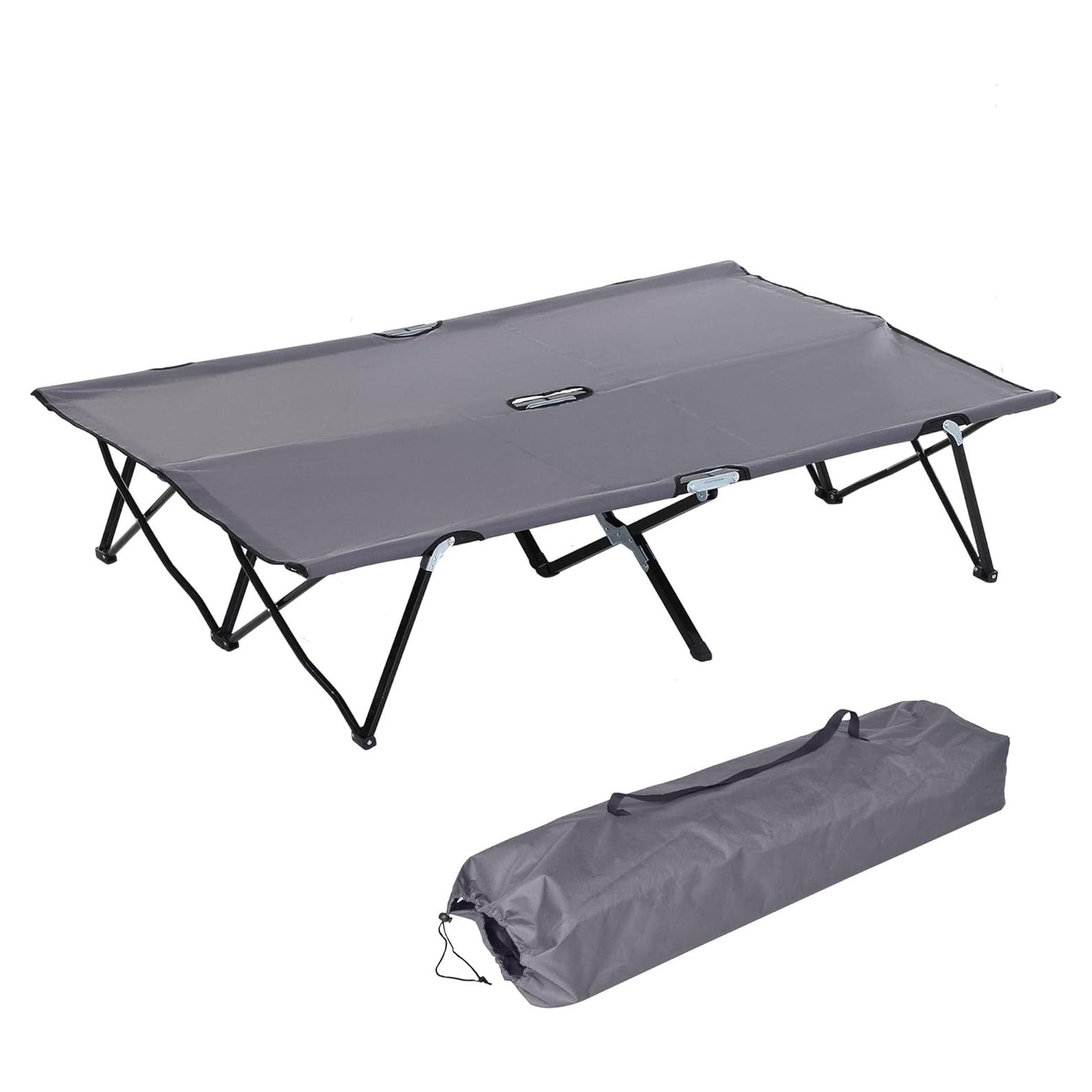 Cama Plegable para 2 Personas Oxford 600D Gris 127 cm