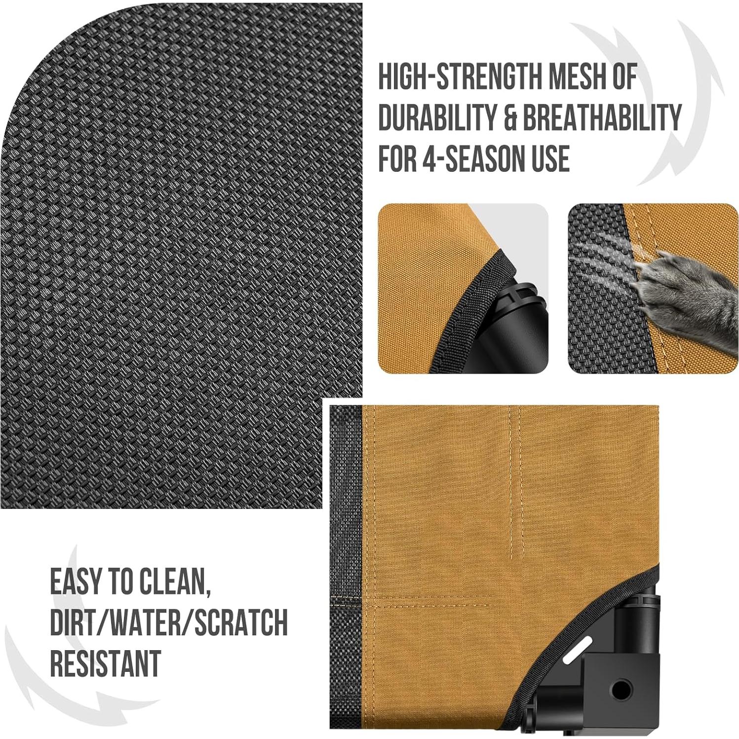 Cama Elevada para Perros OneTigris Pequeña Marrón con Malla Transpirable