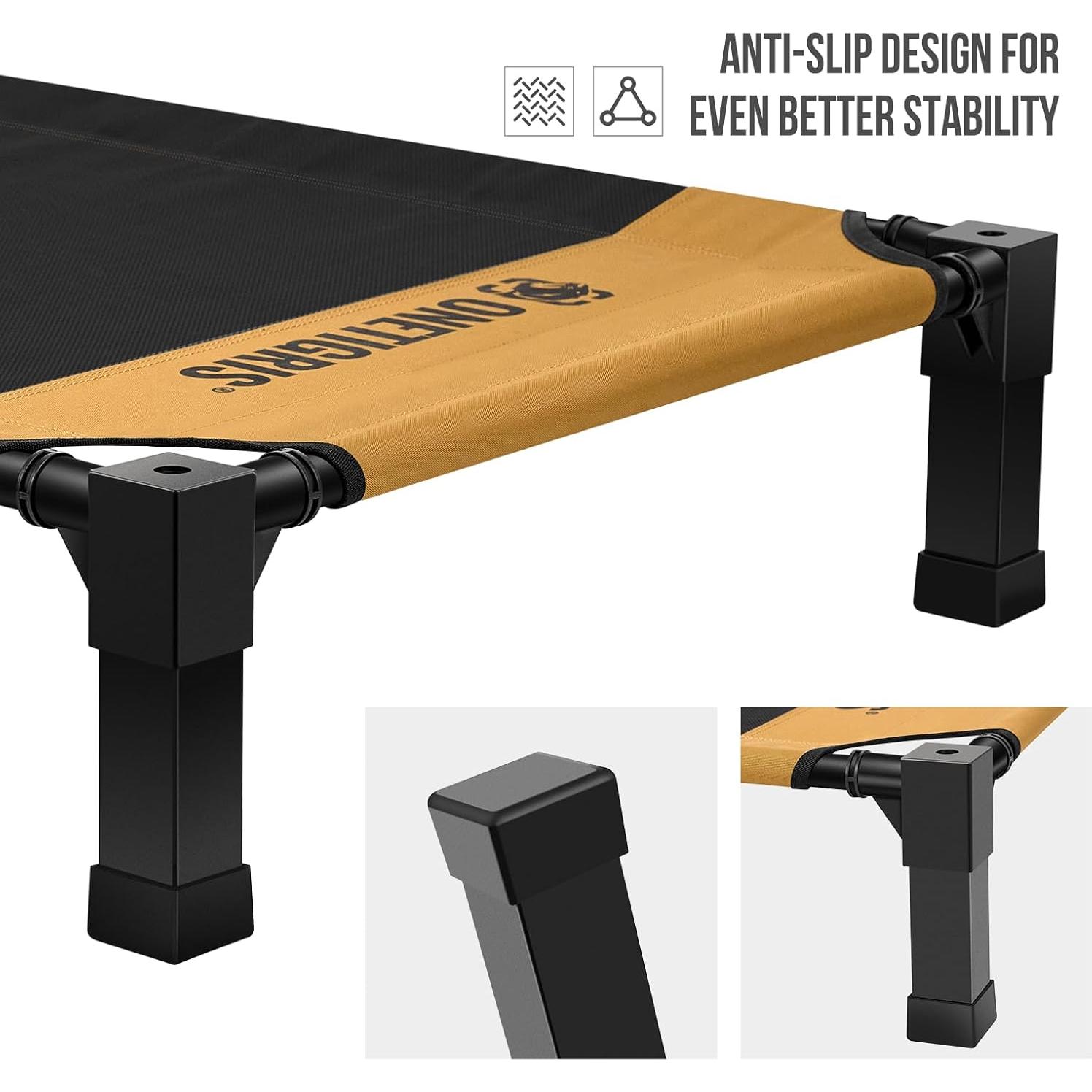 Cama Elevada para Perros OneTigris Pequeña Marrón con Malla Transpirable