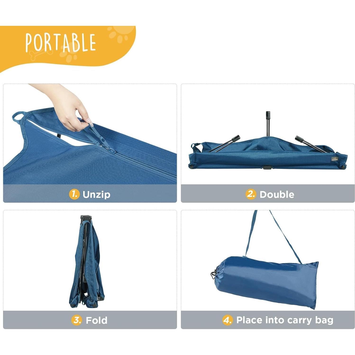 Cama Elevada Plegable para Perros Grande Canine Canyon Azul