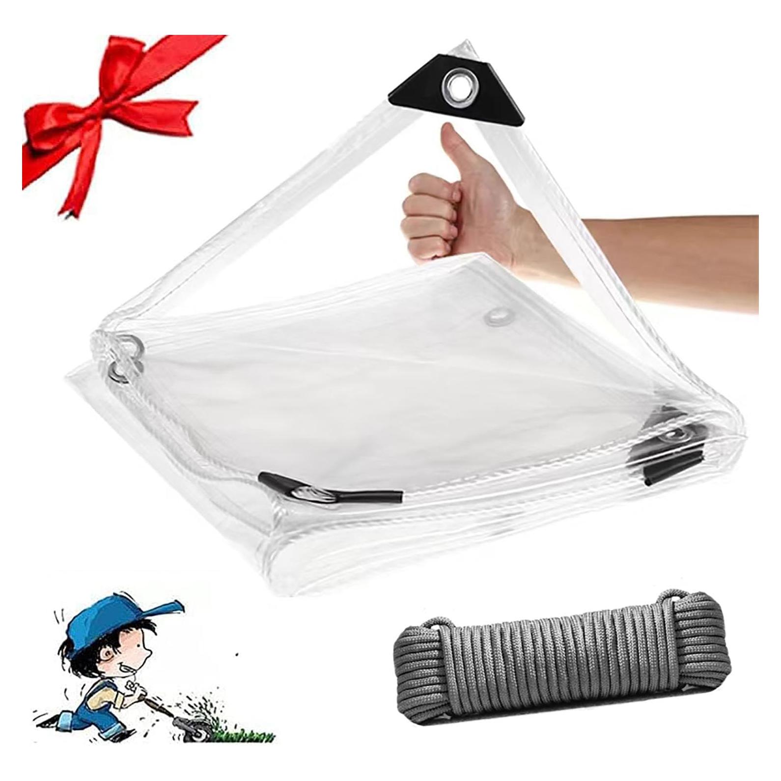 Lona Transparente Harmkrola 2.4x2.4m Impermeable 16Mil PVC