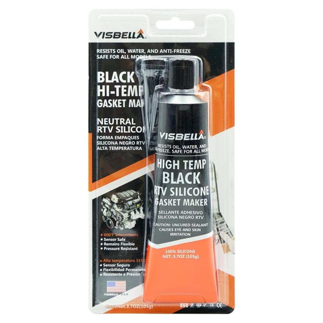 Sellador de Silicona RTV Visbella 3.7 OZ Negro Alta Temperatura