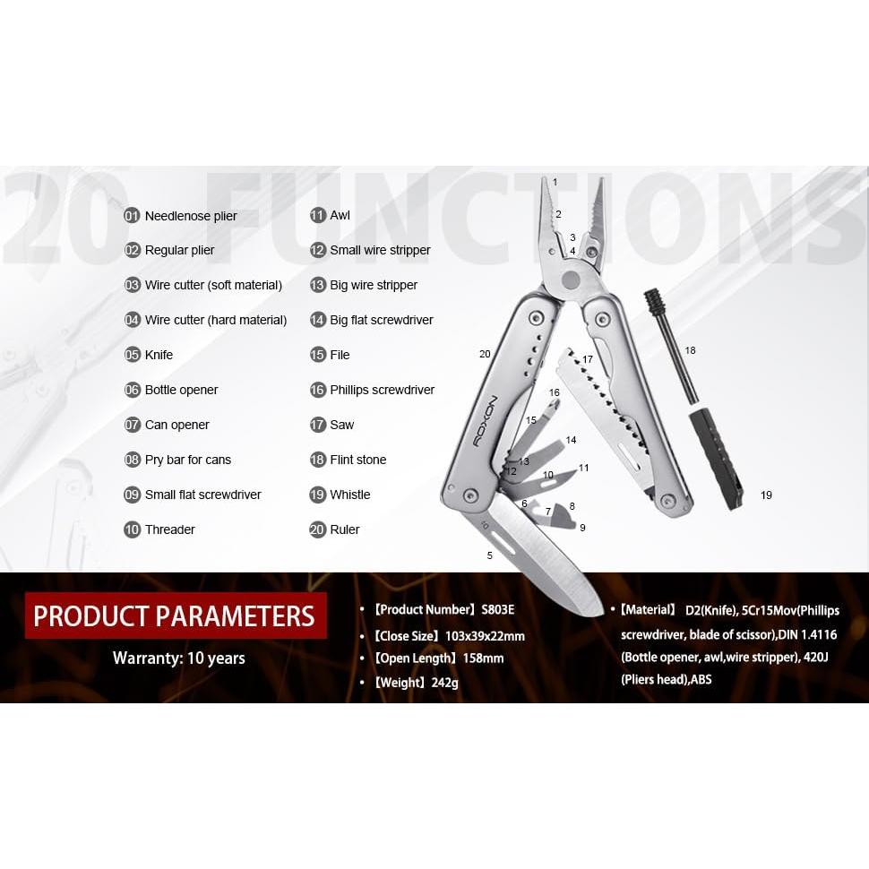 Multiherramienta ROXON S803E Elite con 20 funciones y cuchilla D2