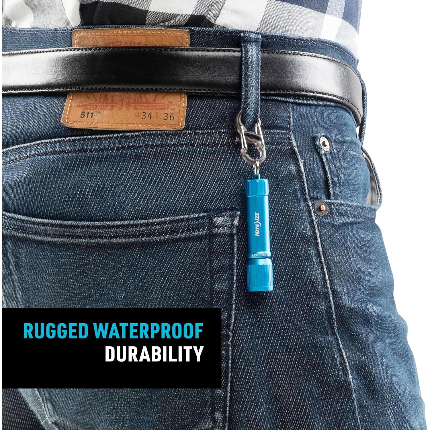 Radiant 100 Keychain Flashlight - Waterproof Mini Keychain Flashlight with Bright 100 Lumen Light - Waterproof Flashlight for Backpacks and Keys - Keychain Flashlight - Blue