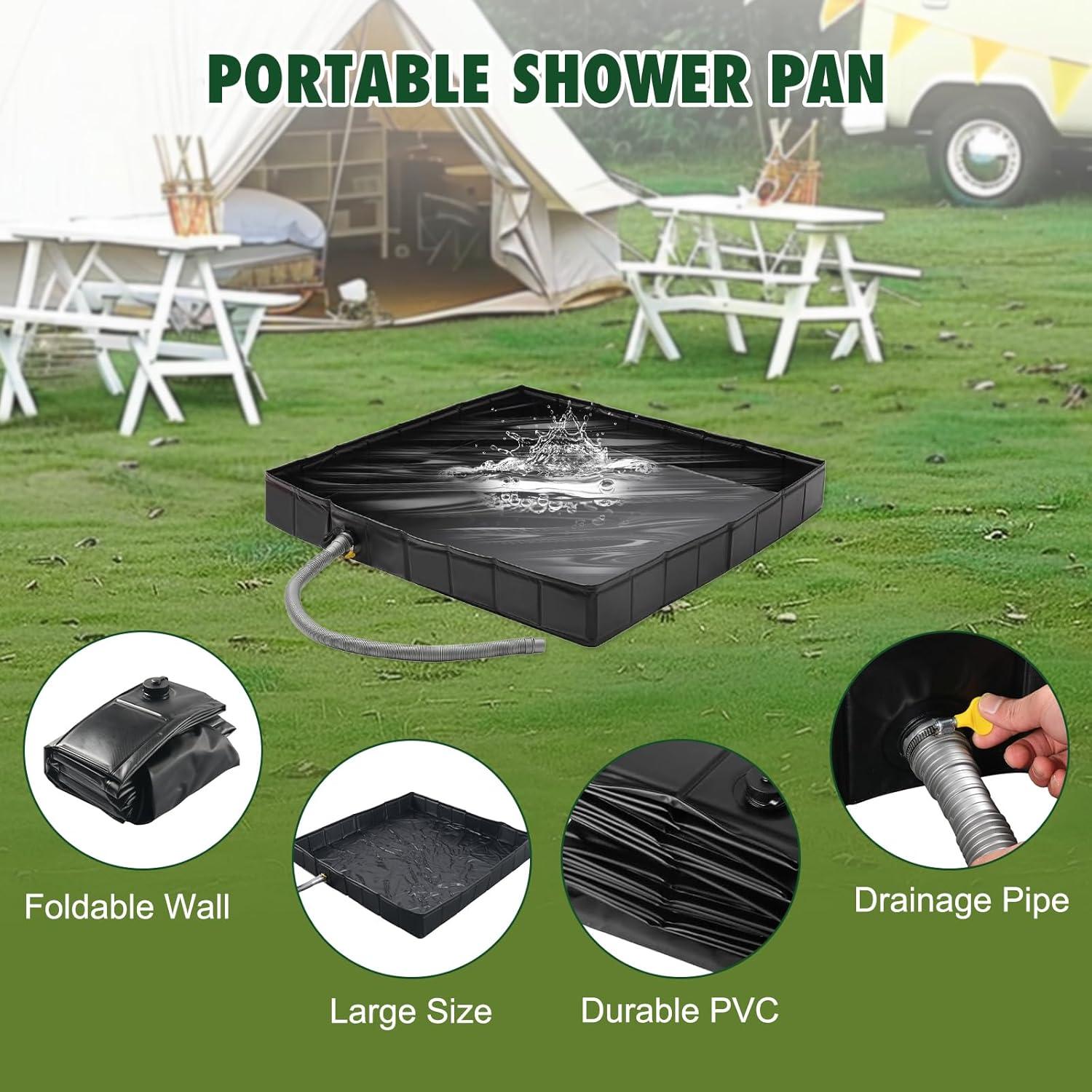 Base de Ducha Plegable GTian 104 cm x 104 cm para Exterior