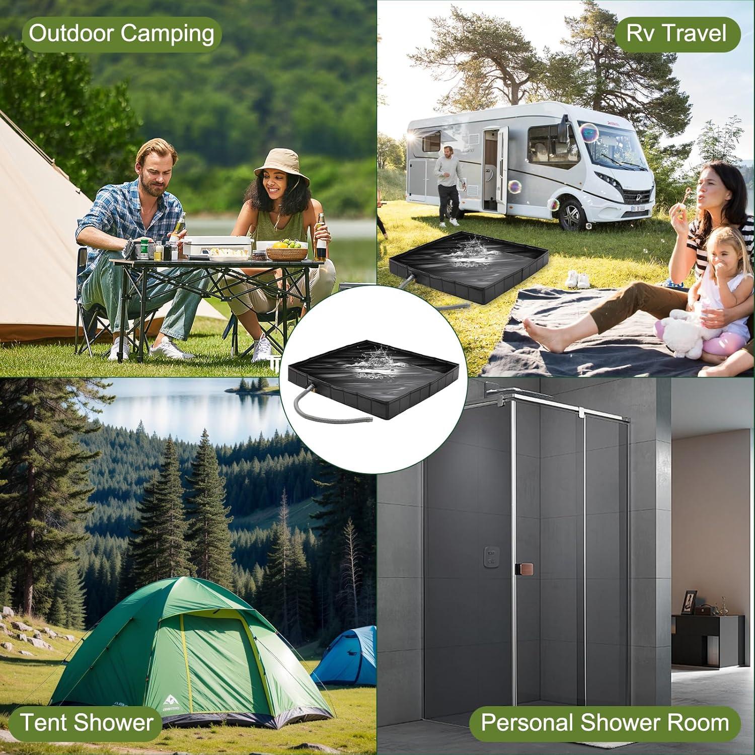 Base de Ducha Plegable GTian 104 cm x 104 cm para Exterior