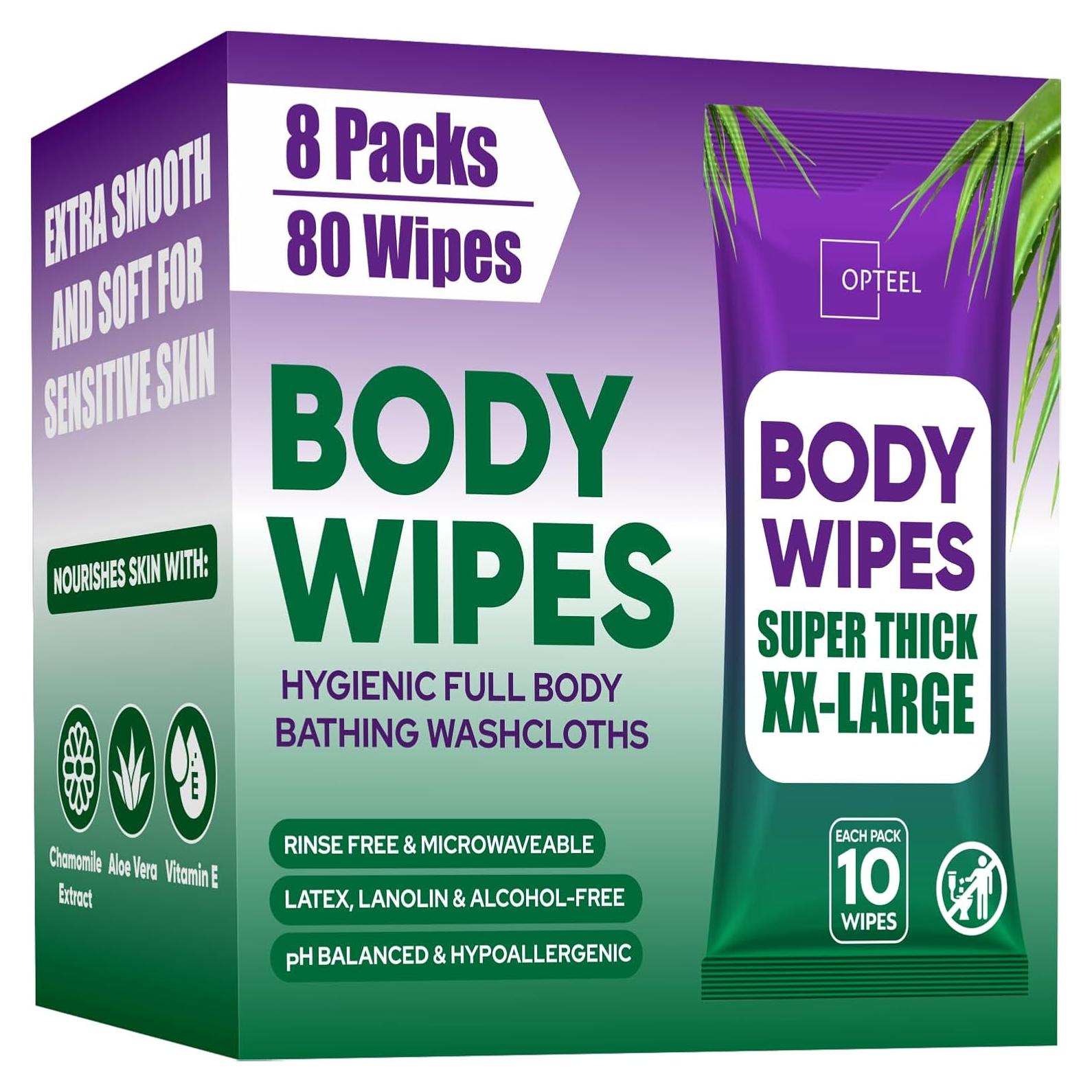 Toallitas Corporales Gruesas OPTEEL 80ct Sin Enjuague
