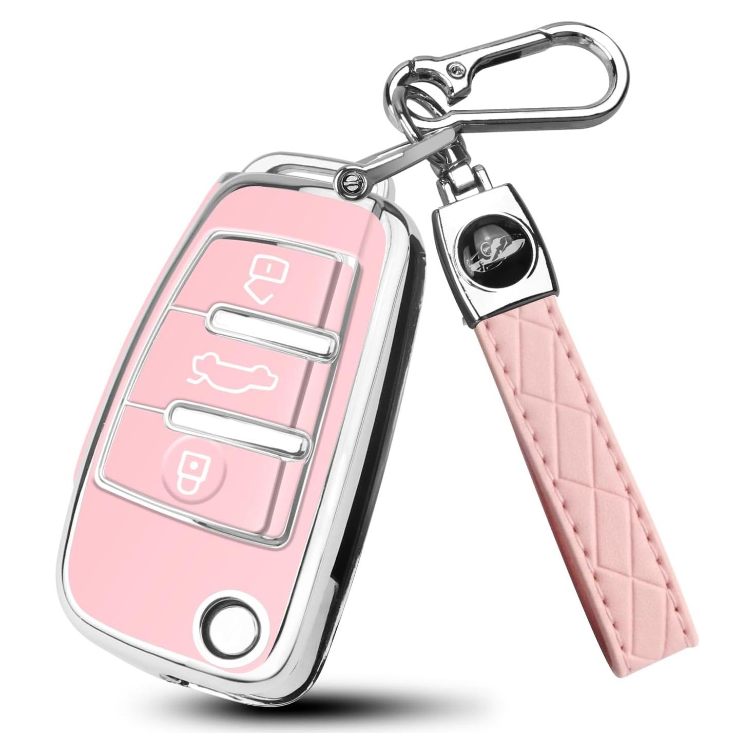 Cubierta de Llave Audi 3 Botones TPU Rosa - A1 A3 Q3 Q7 R8