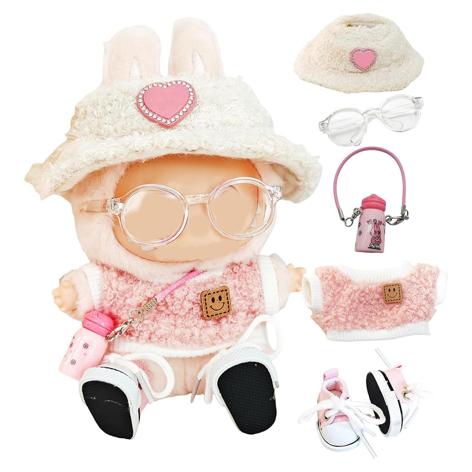 Conjunto de Ropa para Muñecas Labubu 17cm - 5 Piezas Rosa