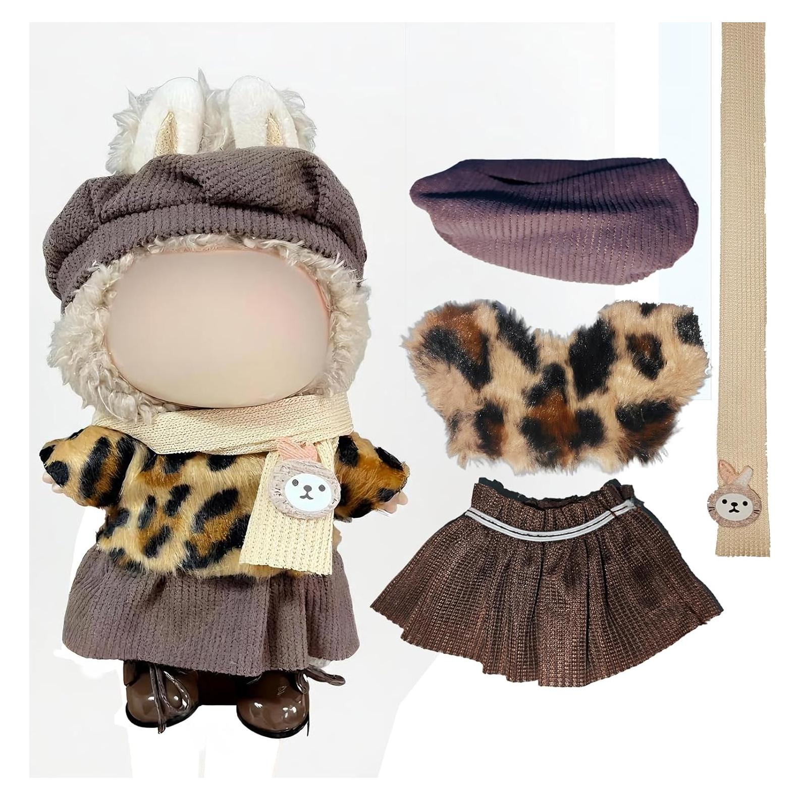 Conjunto de Ropa para Muñeca Labubu Estampado Leopardo 17cm