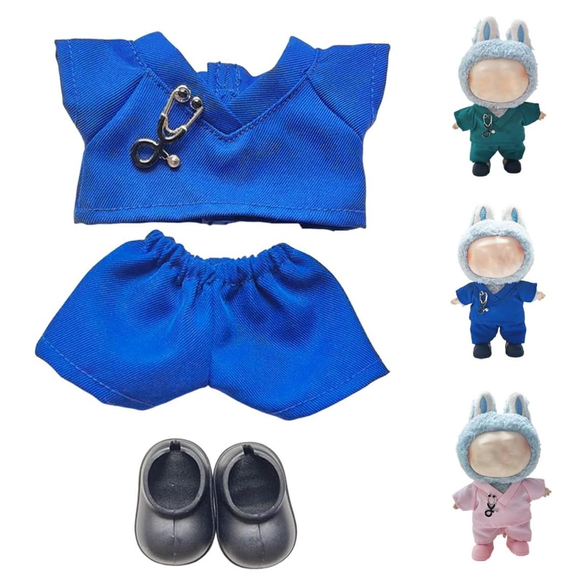 Conjunto Médico Hecho a Mano para Muñeca LBB 17cm - Scrubs Azul
