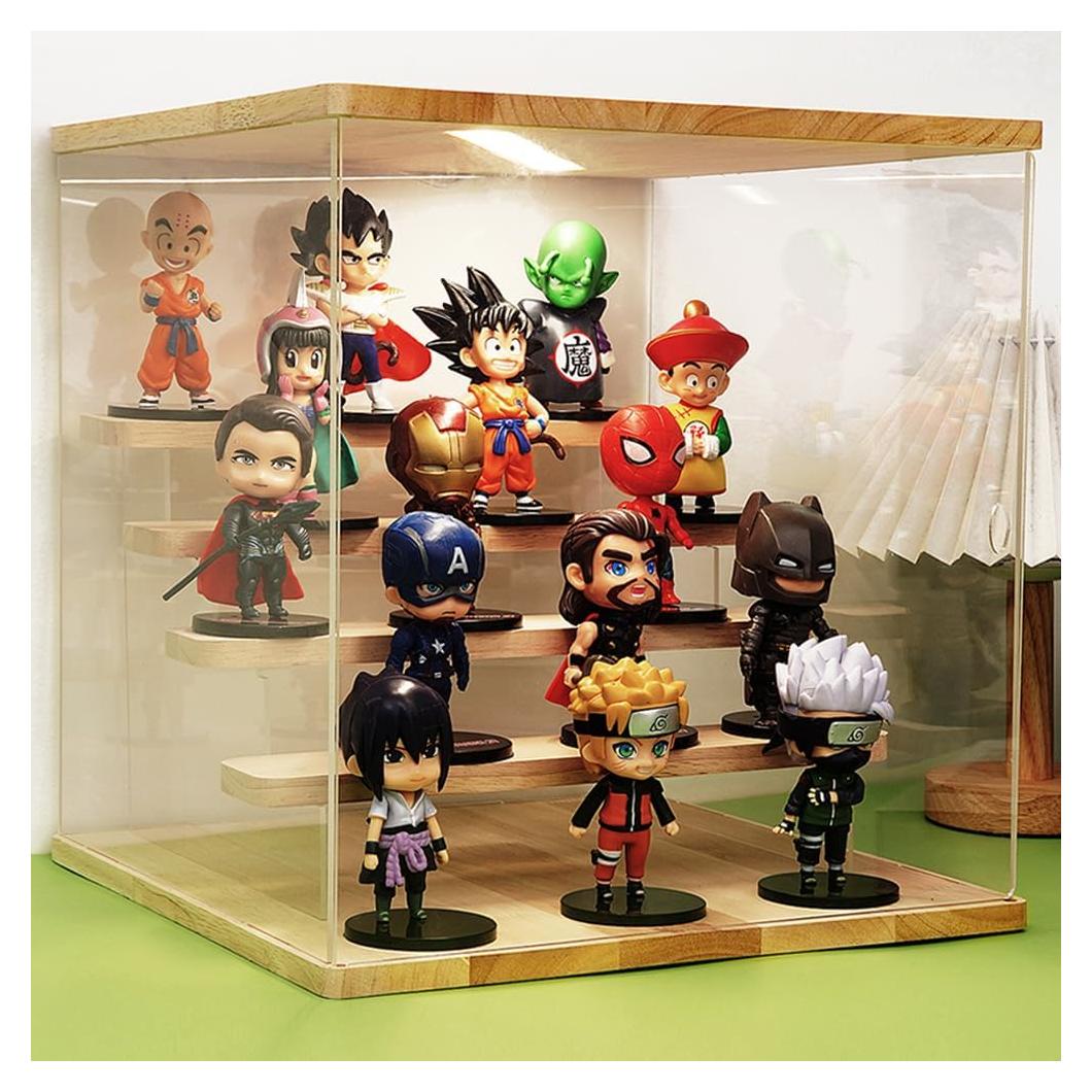 Estuche de exhibición acrílico premium 5 niveles labubu 32x34 cm